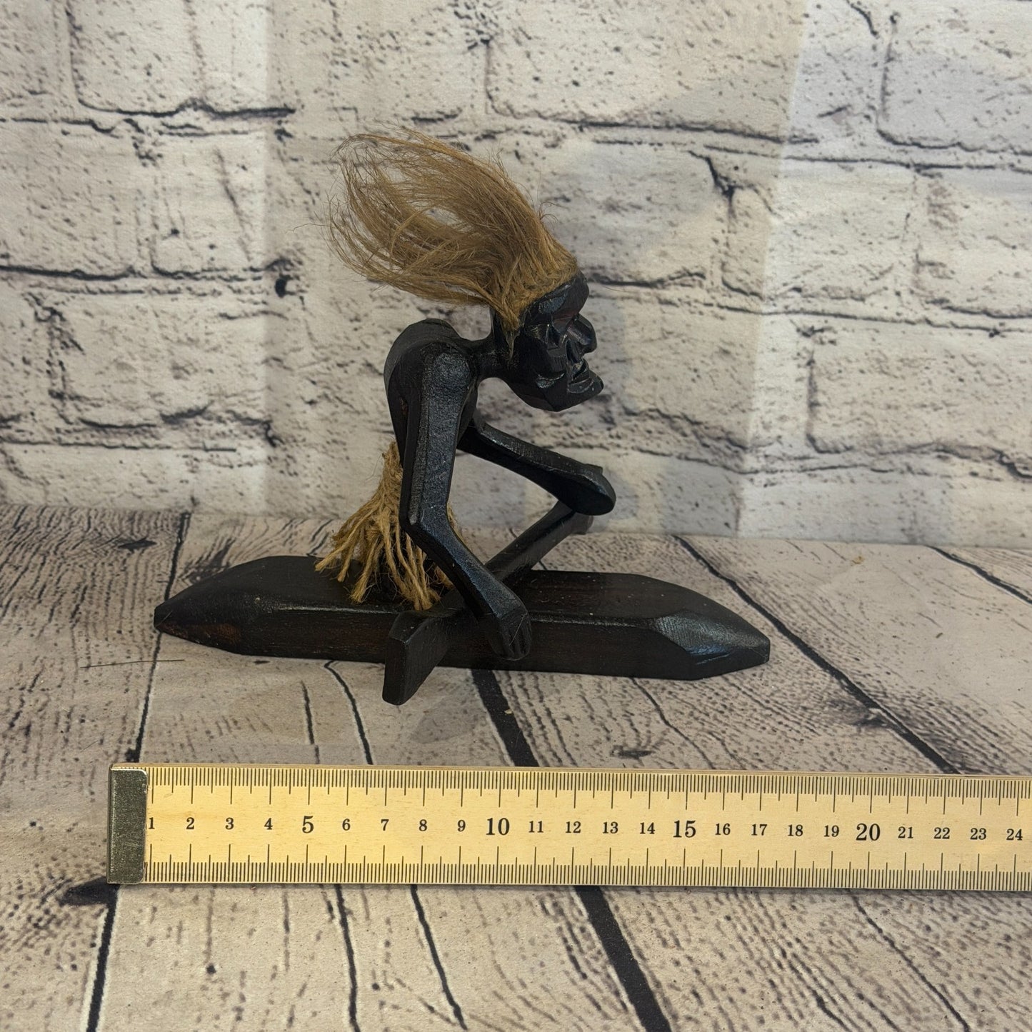 15cm Canoe Rider African Tribal Warrior Man Figure Statue Wood Hand Carved7