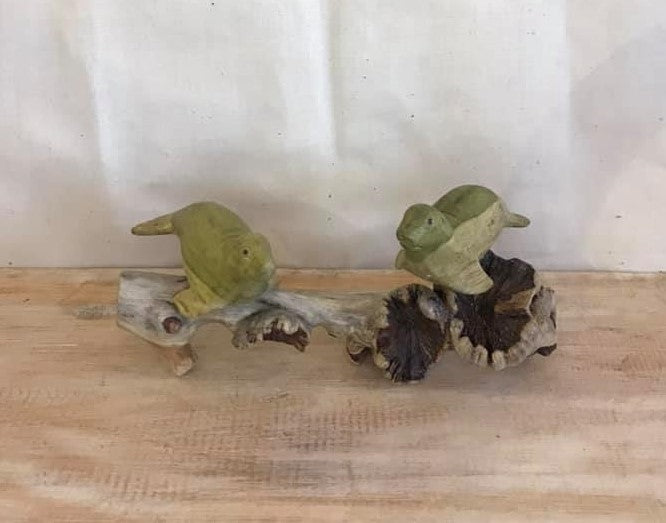 20cm Double Seal Mushroom Parasite Ornament Natural Carving Fairtrade Wooden0