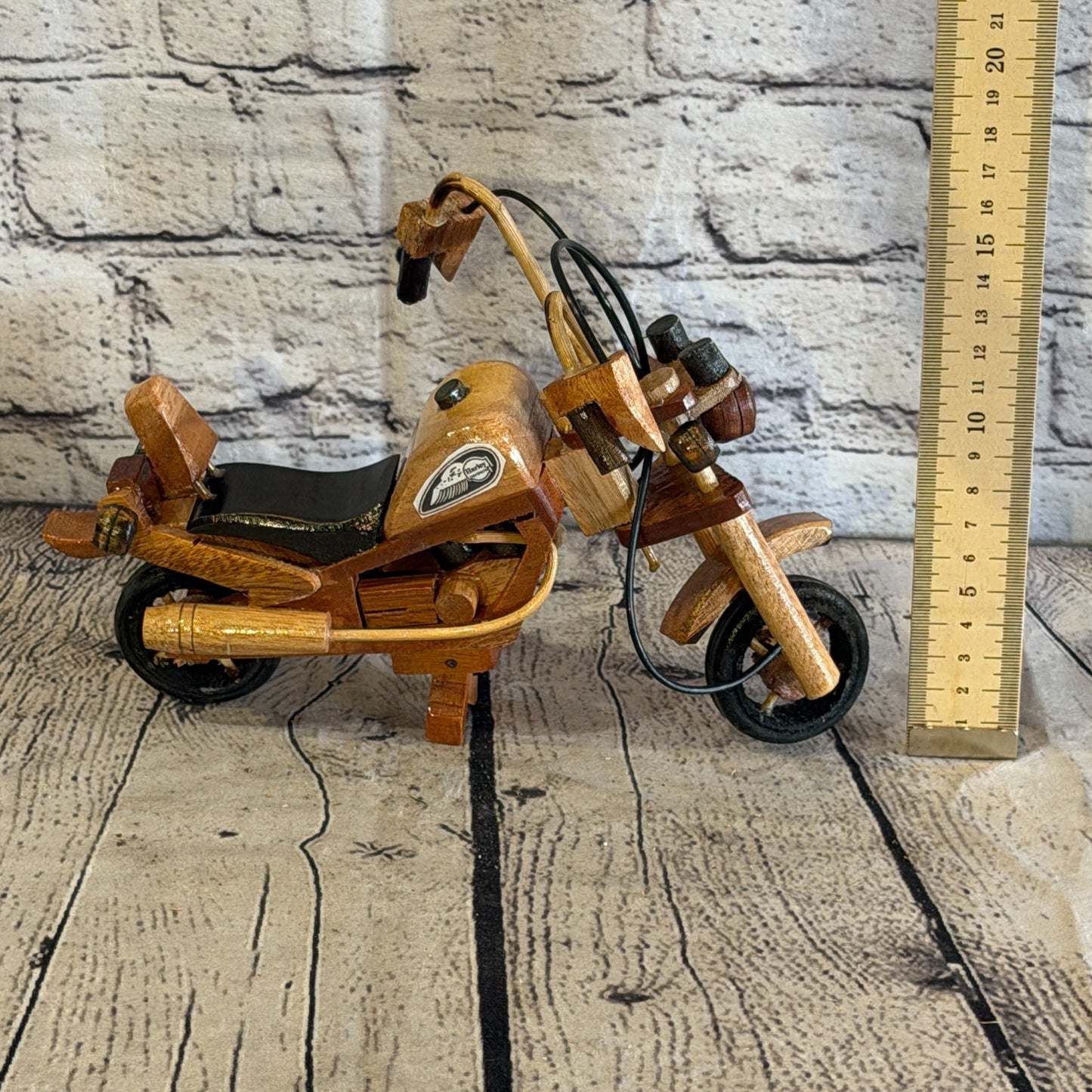 20cm Small Light Wood Motorbike Motorcycle Model Wooden Ornament Decorative Bike5