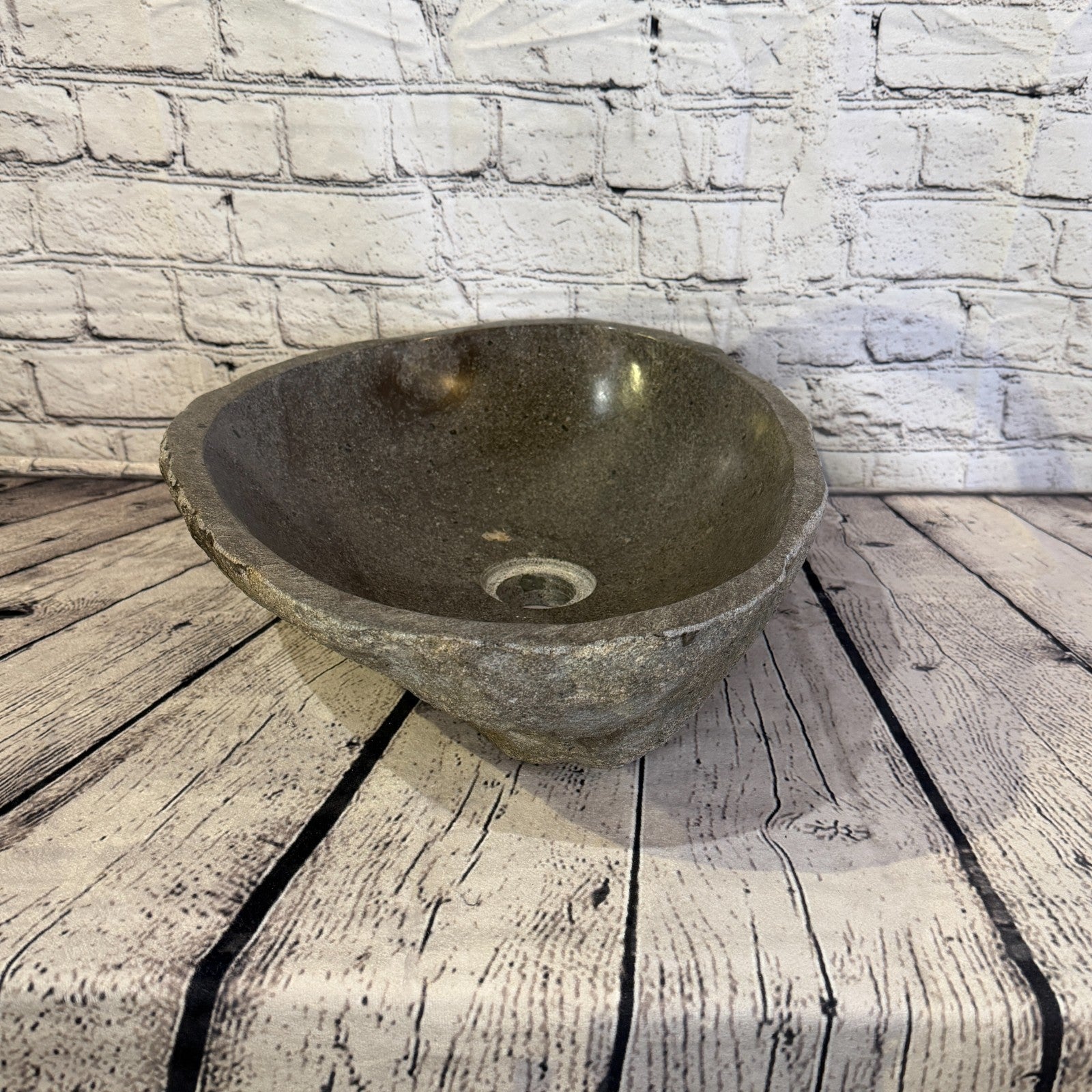 41cm x 34cm Wash Basin Bathroom Counter Top Washing River Stone Bowl Sink No 203