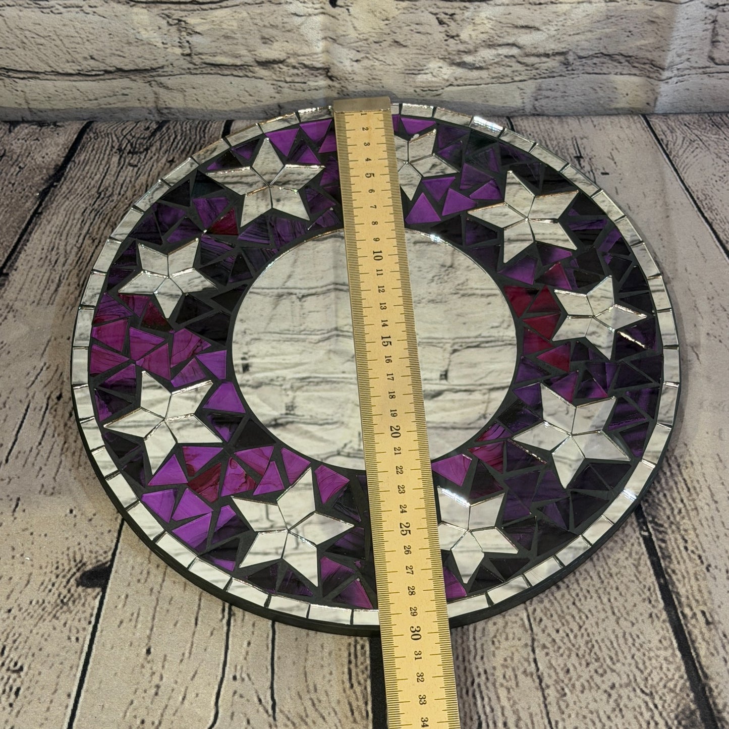 Purple Star Black Mosaic Tile Wall Mirror 30cm x 30cm 12 Inches Handmade4