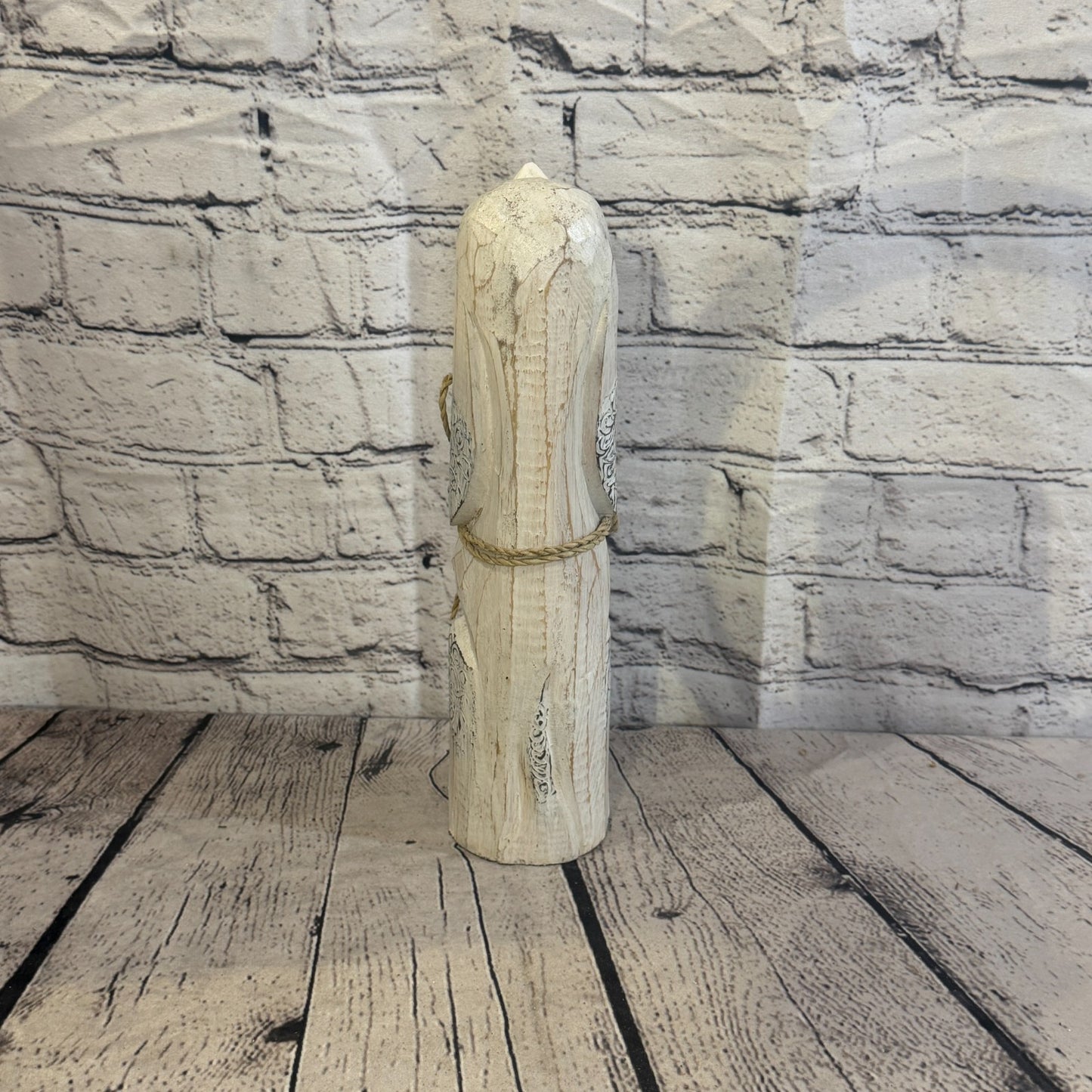 30cm White Wooden Shabby Dog Statue Ornament Fair Trade Handcarved4