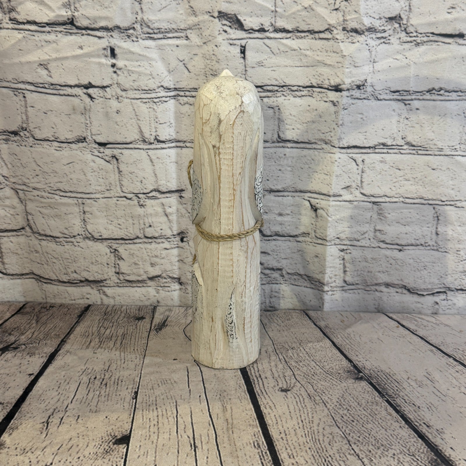 30cm White Wooden Shabby Dog Statue Ornament Fair Trade Handcarved4