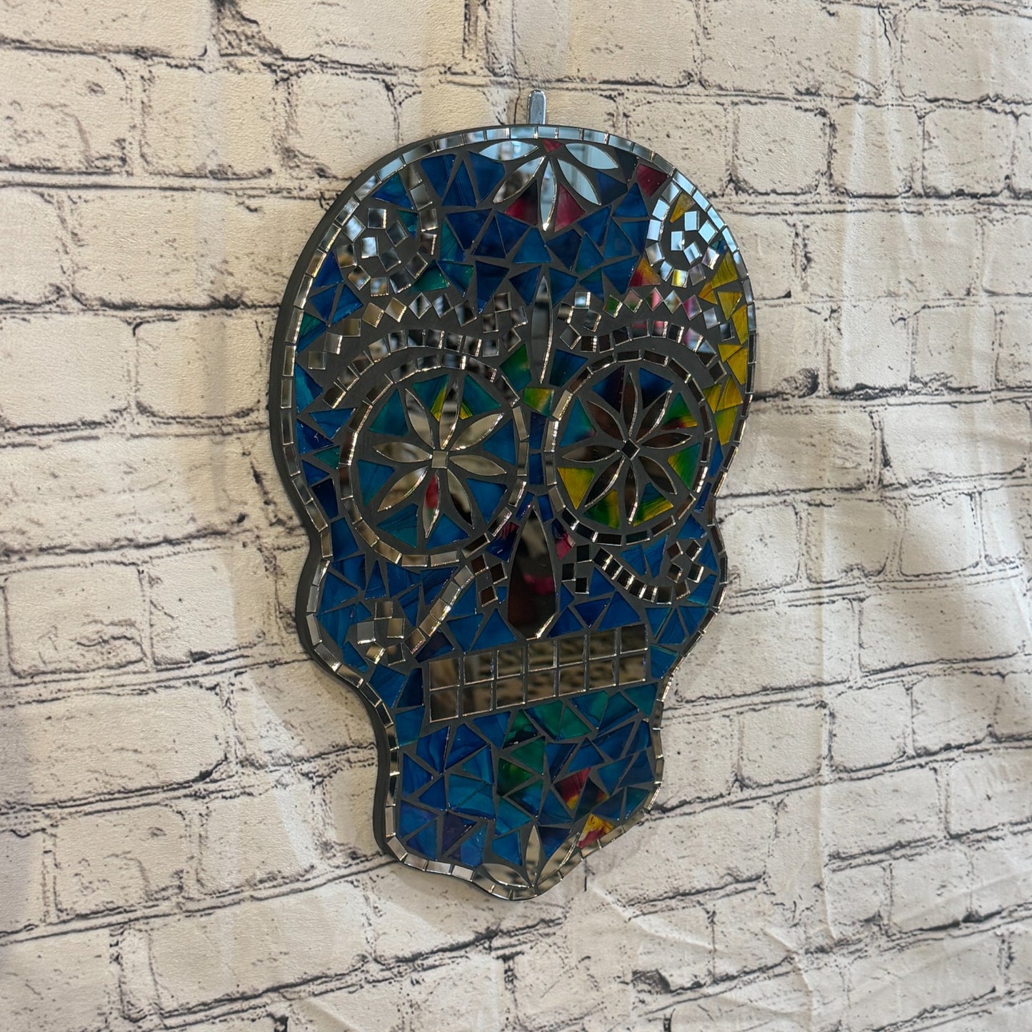 Blue Skull Mosaic Tile Wall Mirror 40cm x 28cm 16 Inches Handmade New1