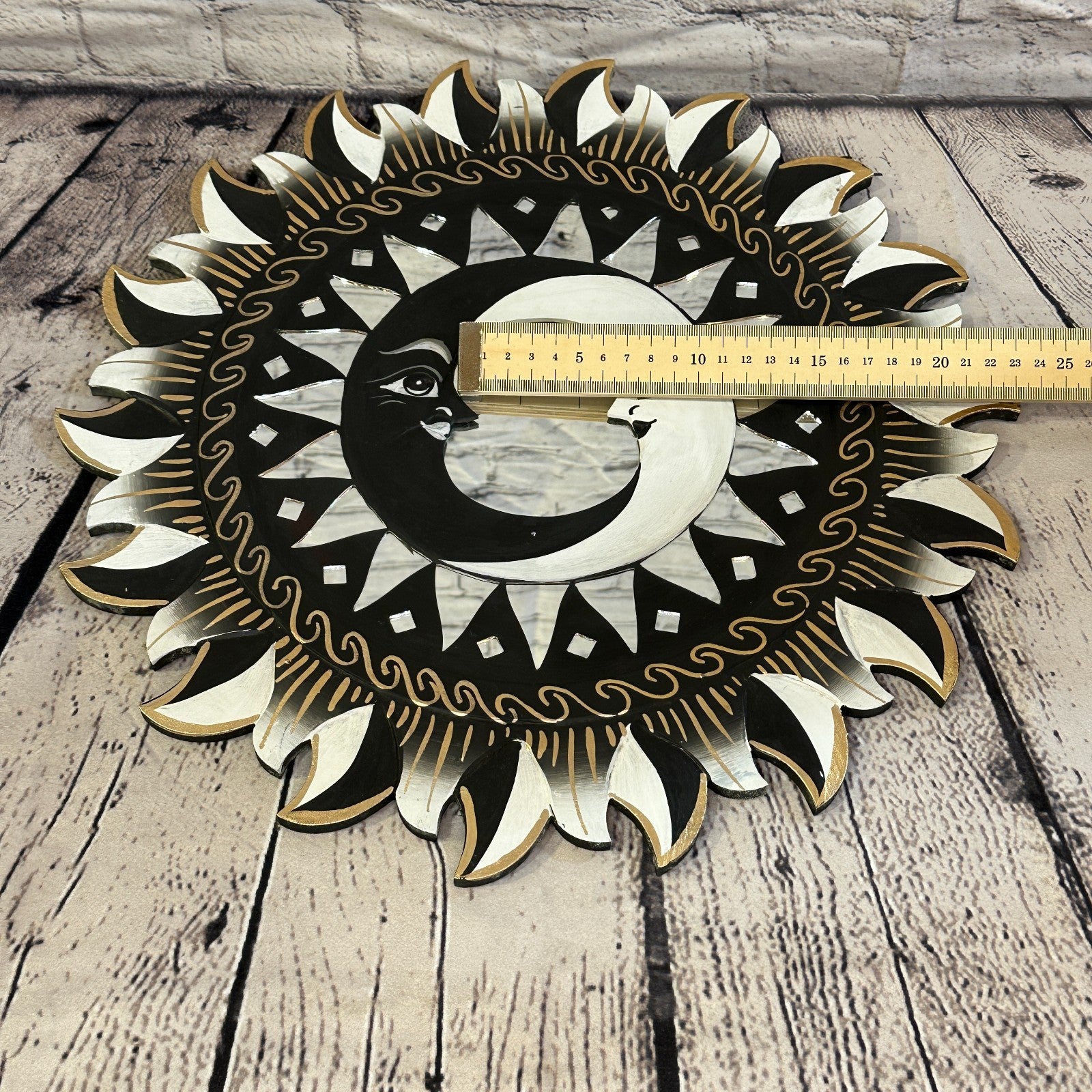 Black 2 Moon Mosaic Tile Wall Mirror 40cm x 40cm 16 Inches Handmade Fairtrade6