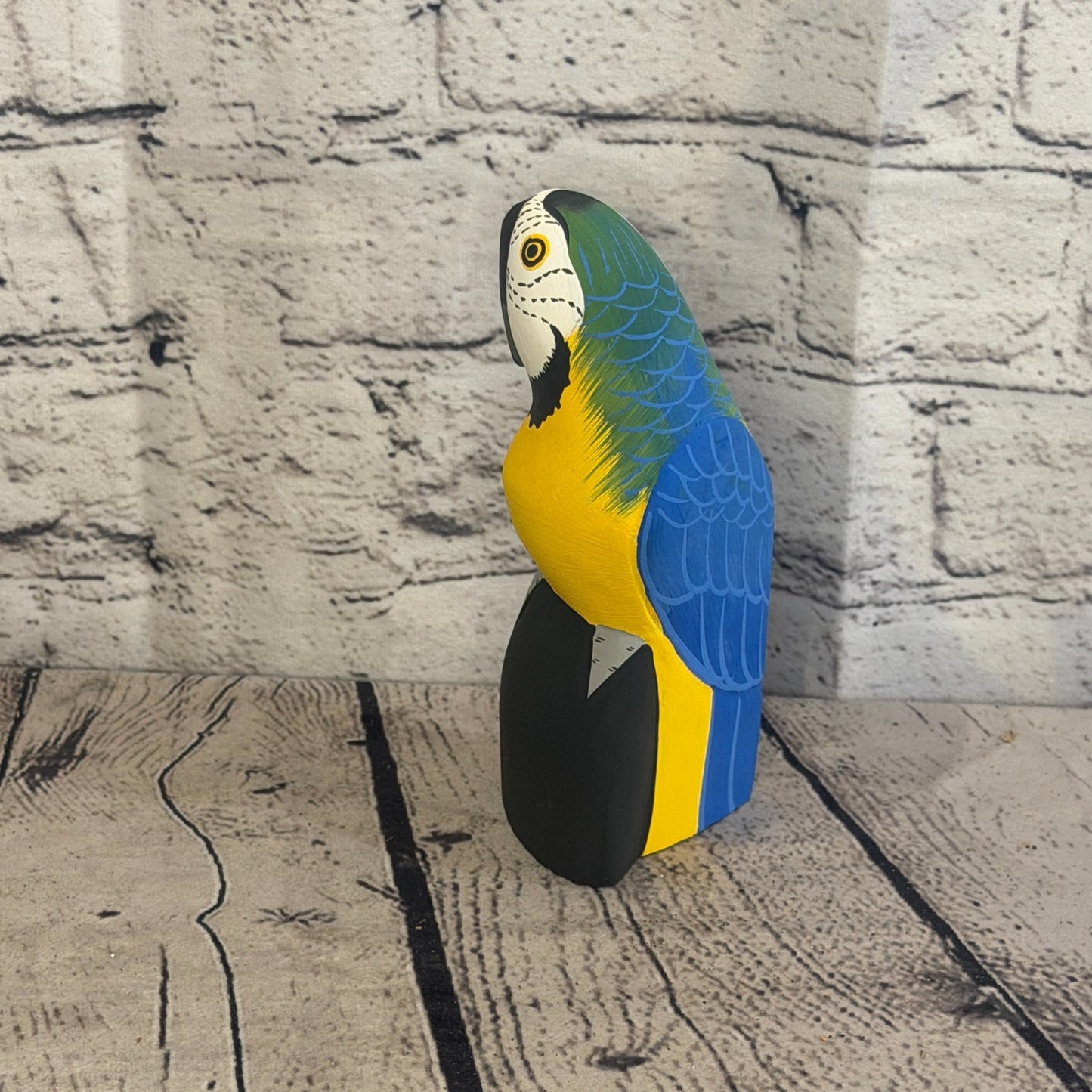 15cm Bright Blue Parrot Bird Ornament Statue Fair Trade Hand Made Carved Wood3