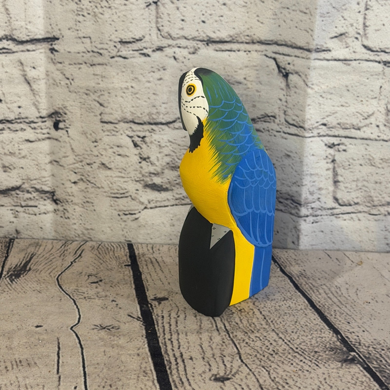 15cm Bright Blue Parrot Bird Ornament Statue Fair Trade Hand Made Carved Wood3