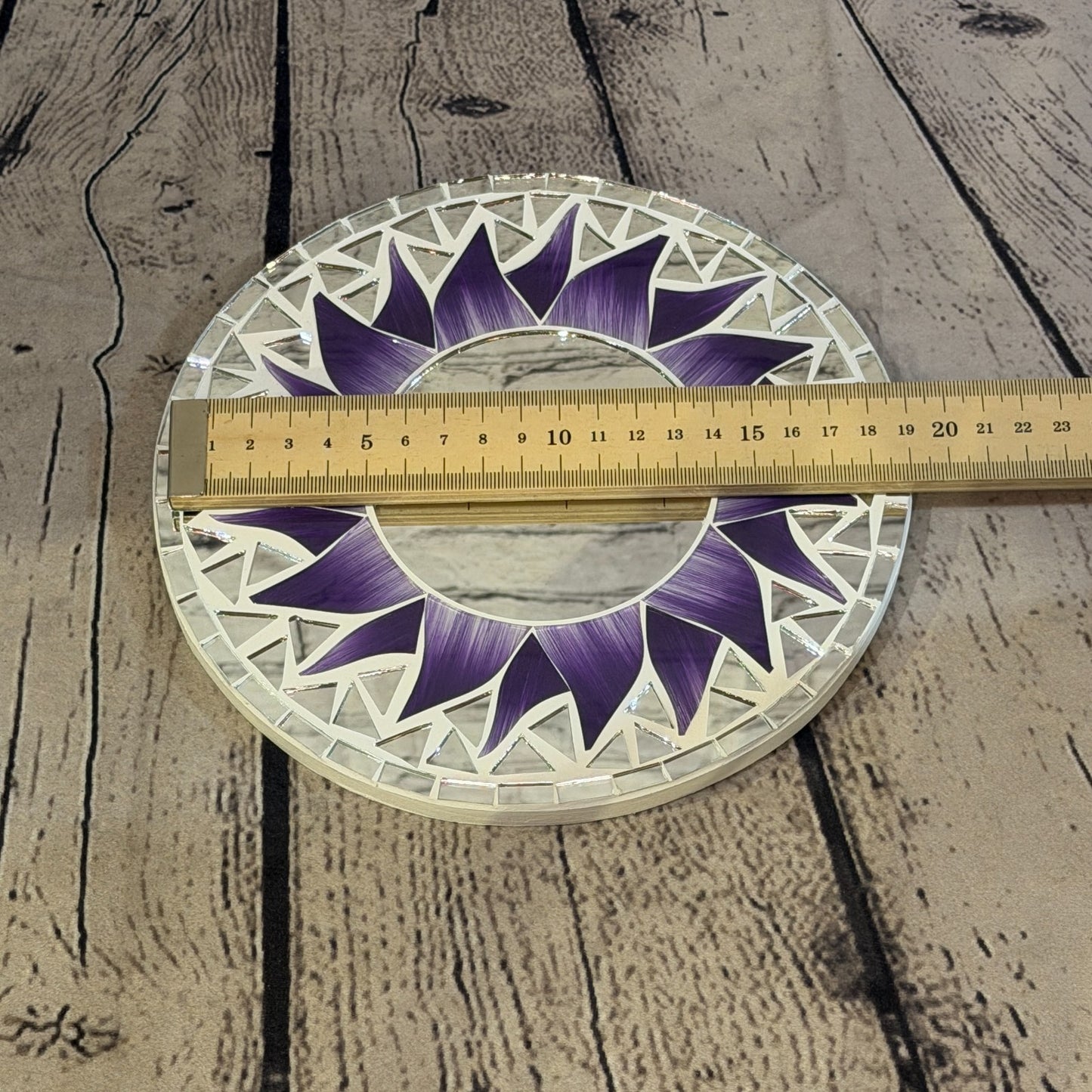 Purple Sun Flame Mosaic Tile Wall Mirror 20cm x 20cm 8 Inches Handmade3