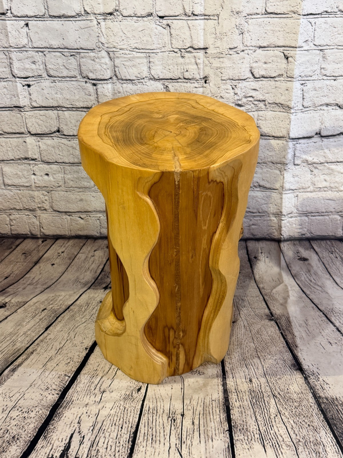 45cm x 30cm Round Teak Root Table Hand Carved Solid Wood Side Stool Stand Rustic3