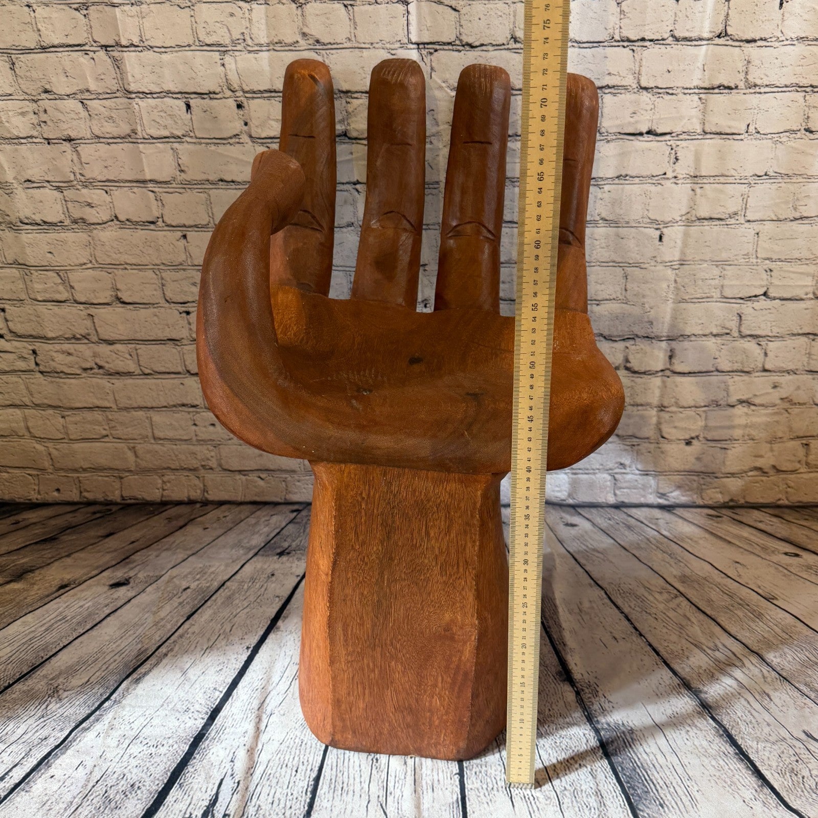 70cm x 40cm x 35cm Right Hand Indonesian Carve Hand Chair Wood Carving Sculpture5