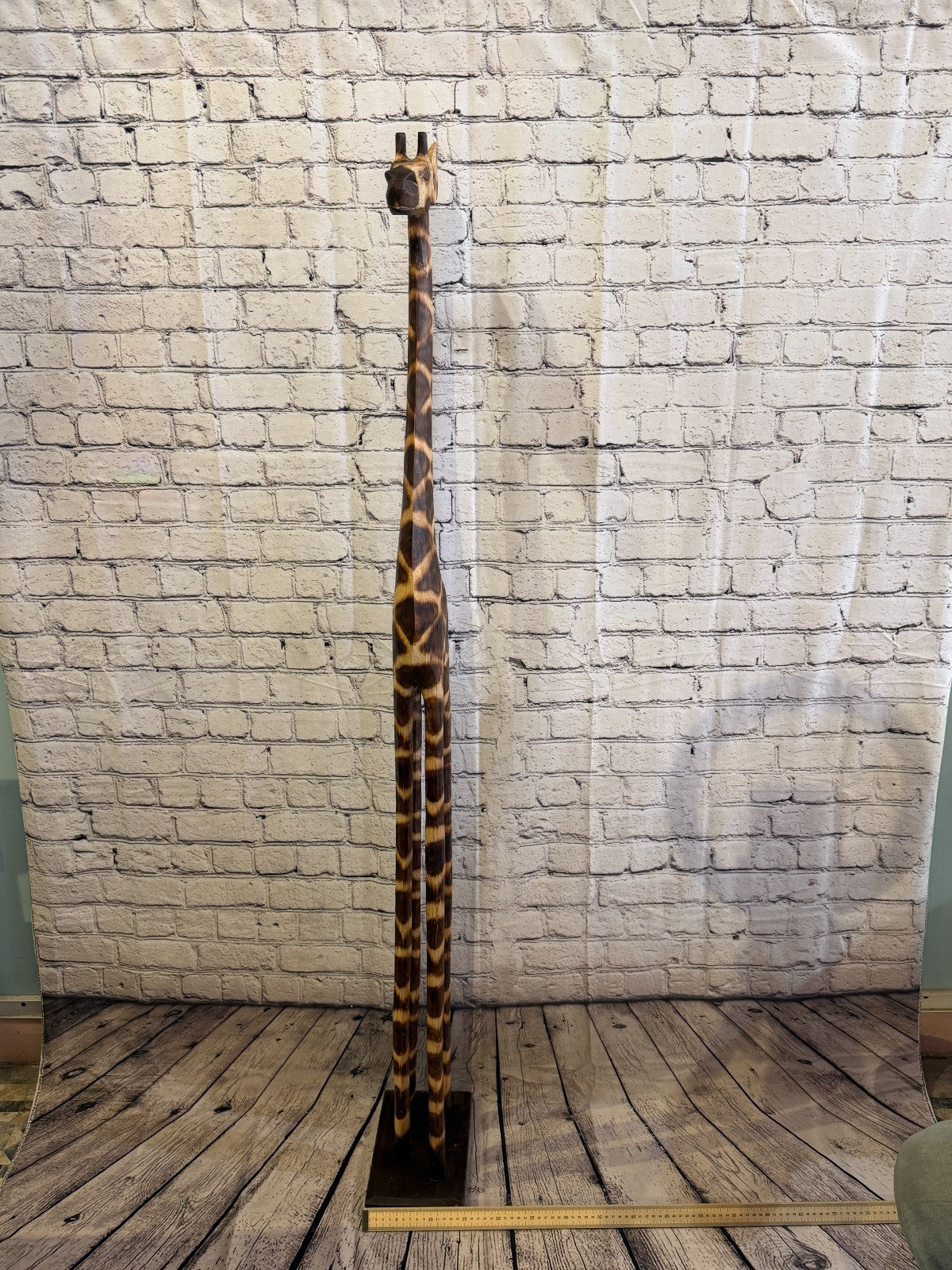 150cm Burnt Wooden Giraffe Standing Single Carved Solid Wood Giraffe Handmade7