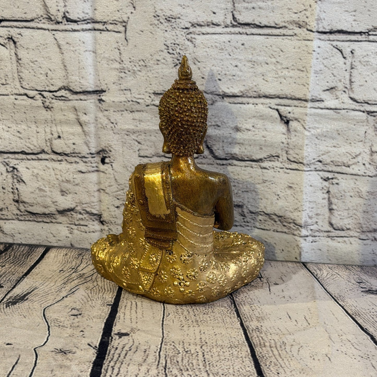 Bronze & Bronze 20cm x 15cm Small Thai Spike Buddha Sitting Statue Resin Hindu4