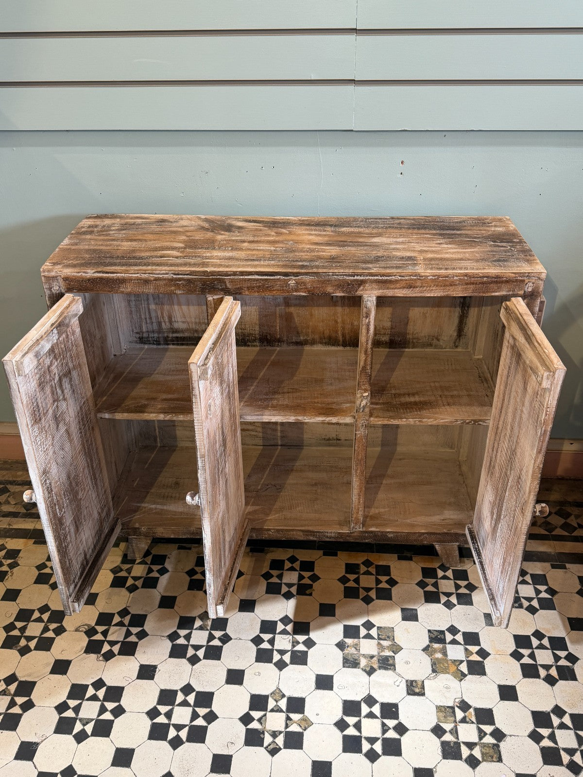 80cm x 100cm Brown 3 Door Table Wooden Side Cabinet Living Storage Furniture5