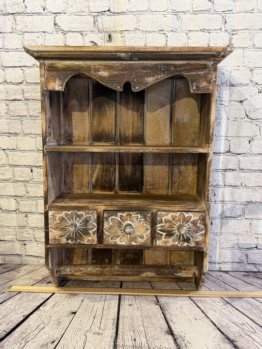 75cm x 55cm x 25cm Brown 3 Draws Wooden Cabinet Living Hallway Storage Furniture0