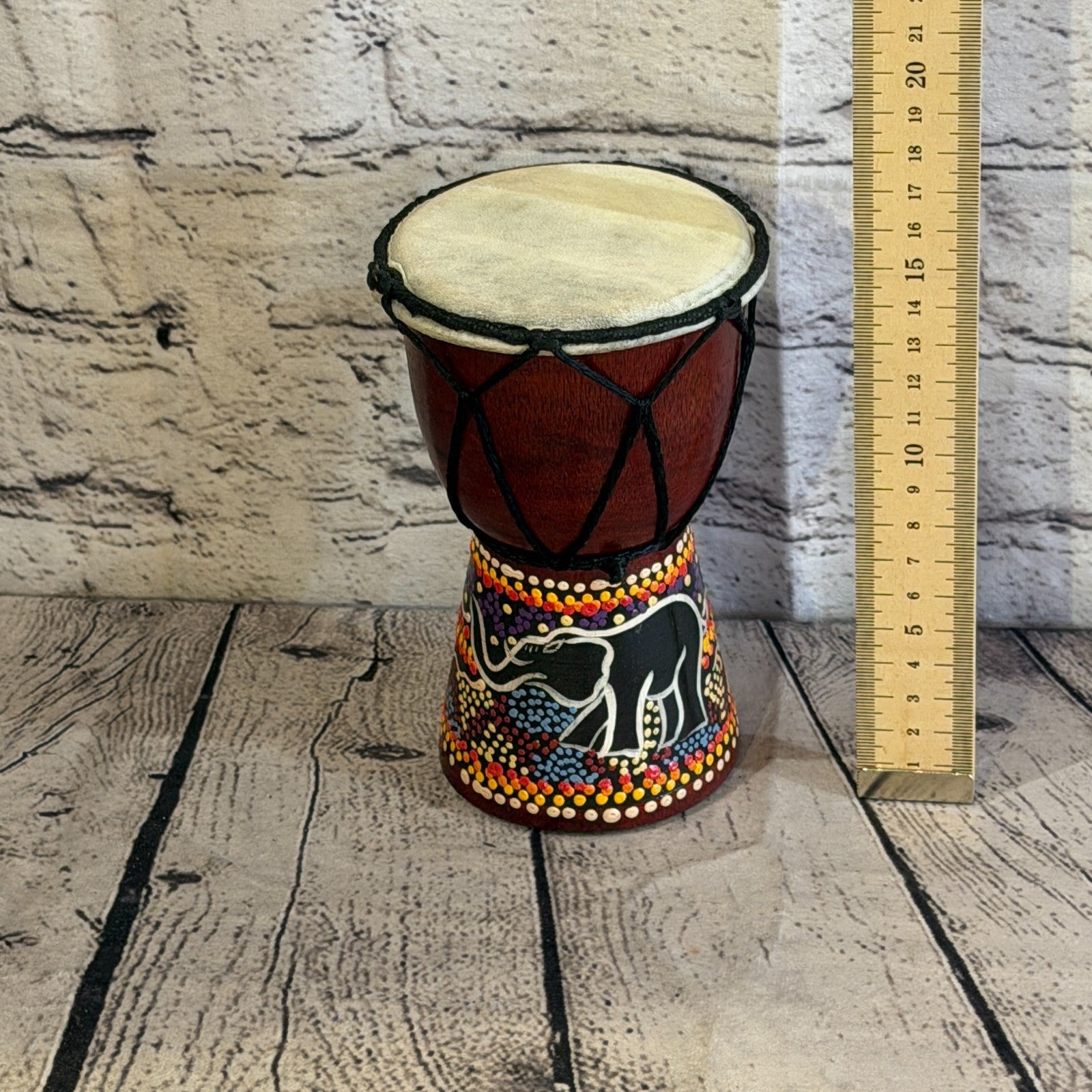 15cm Painted Djembe Drums Musical Instrument Hand Made Fair Trade Dot Painted3