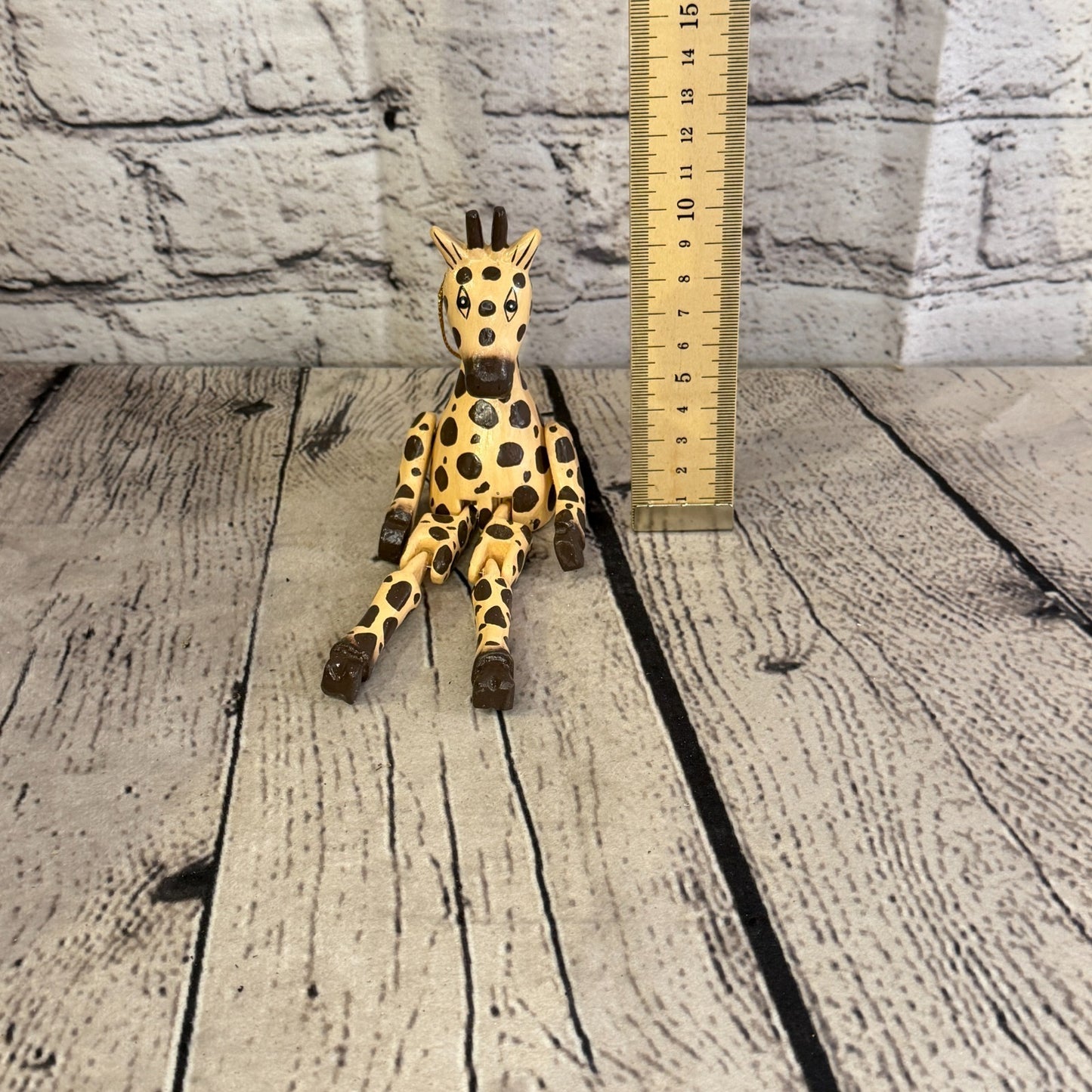 10cm Orange Giraffe Sitting Animal, Wooden Shelf Ornament Handmade Fairtrade5