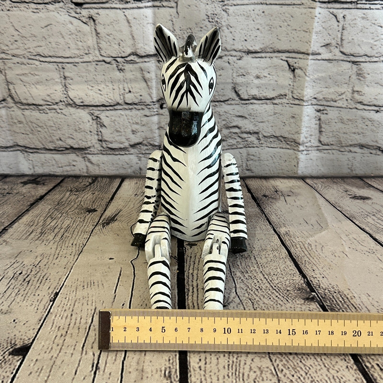 20cm Black Zebra Sitting Animal, Wooden Shelf Ornament Handmade & Fairtrade8