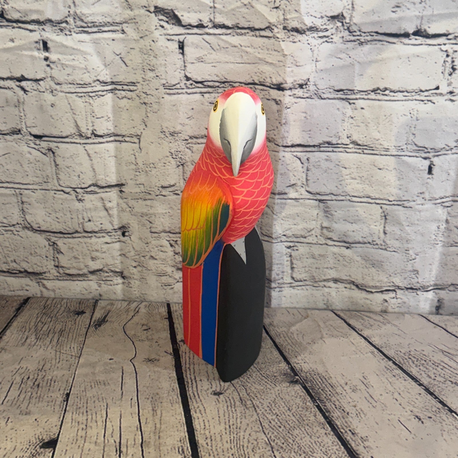 30cm Bright Red Parrot Bird Ornament Statue Fair Trade Hand Made Carved Wood1