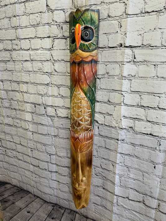 100cm Owl Head Hand Carved Fair Trade Wooden Animal Wall Art Wall Hang Mask1