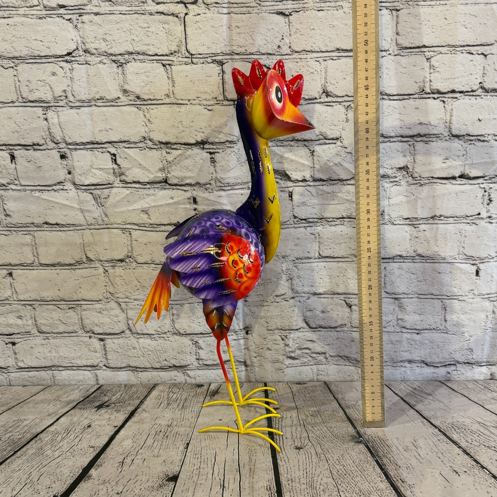 50cm x 35cm Emu Ostrich Bird Purple Metal Tin Standing Ornament Statue5