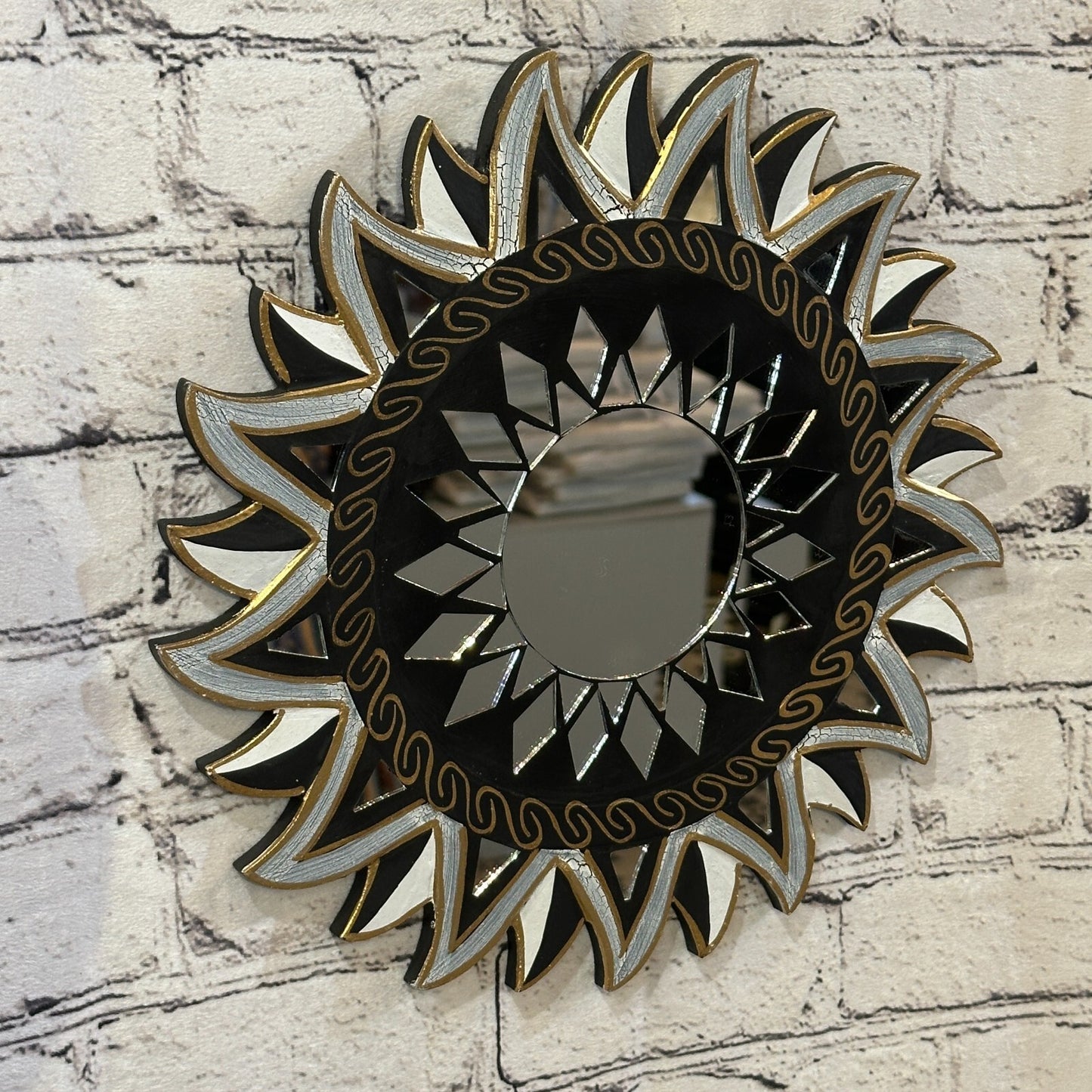 Black Star Mosaic Tile Wall Mirror 30cm x 30cm 12 Inches Handmade Fairtrade0