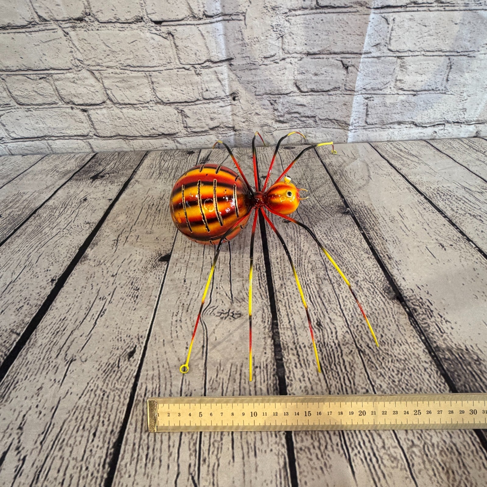 35cm x 20cm Small Colourful Orange Spider Metal Tin Standing Ornament Statue7