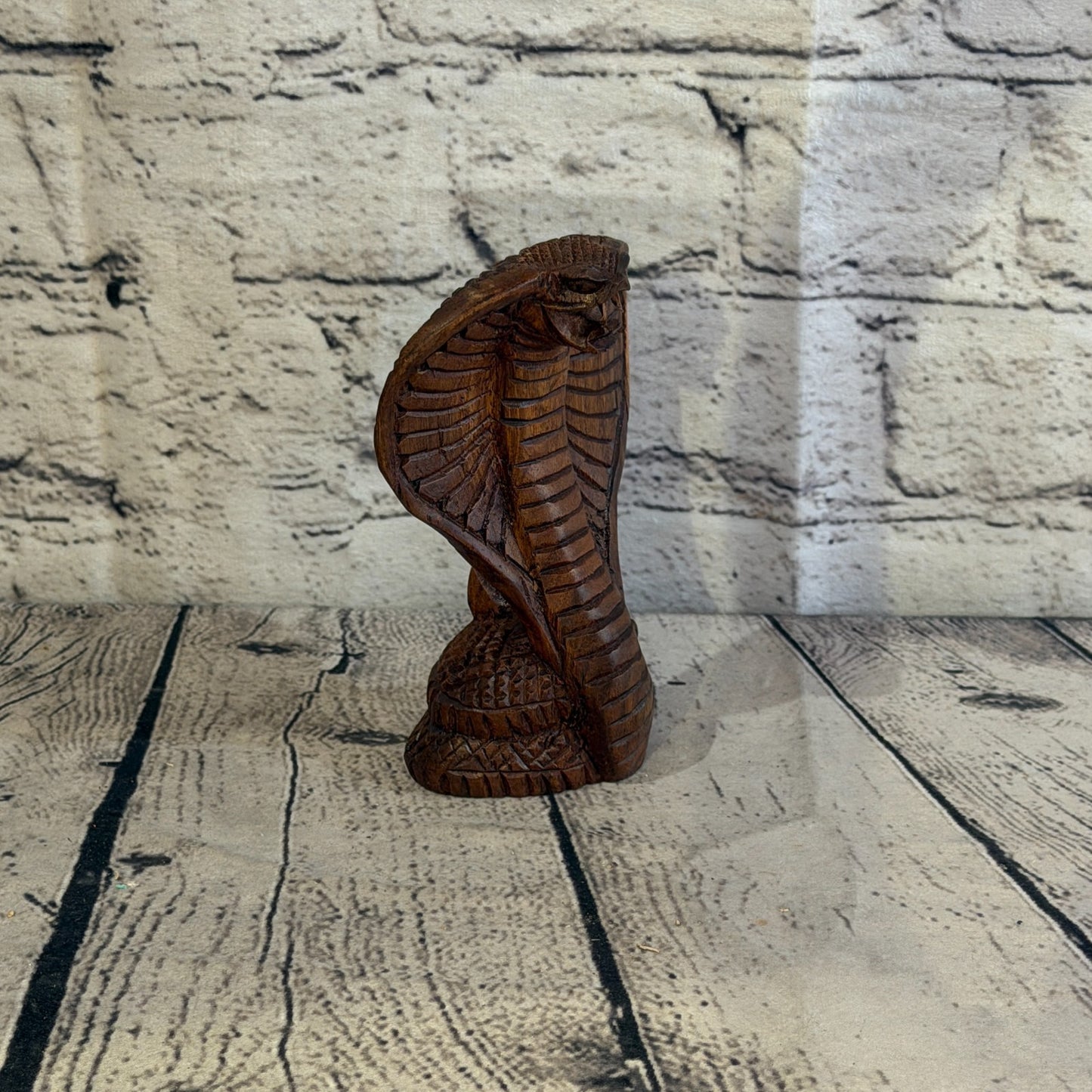 12cm x 8cm Wooden Cobra Exquisite Detailing Snake Ornament Hand Carved2