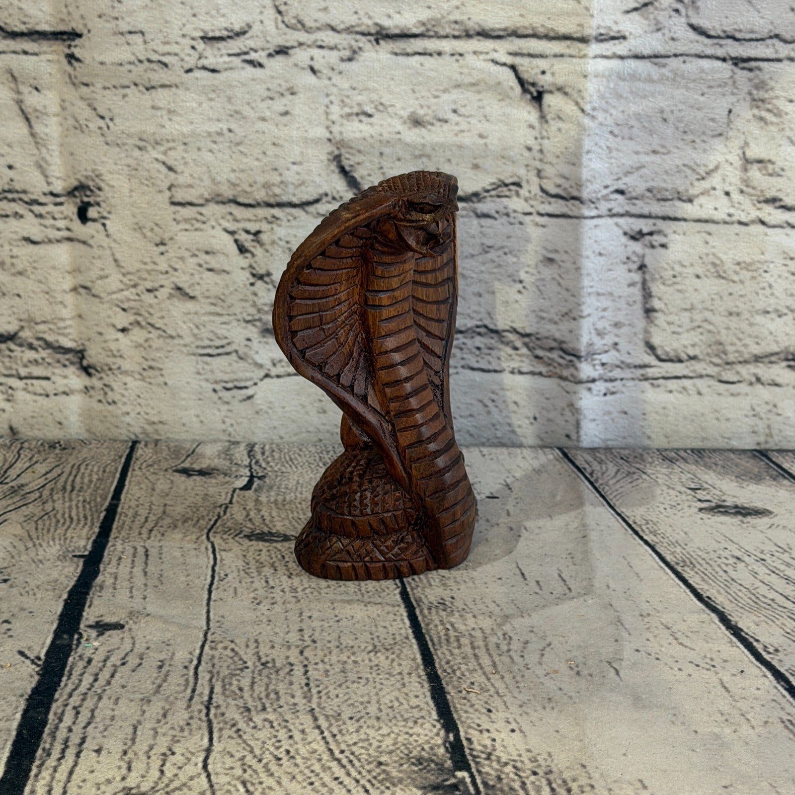 12cm x 8cm Wooden Cobra Exquisite Detailing Snake Ornament Hand Carved2