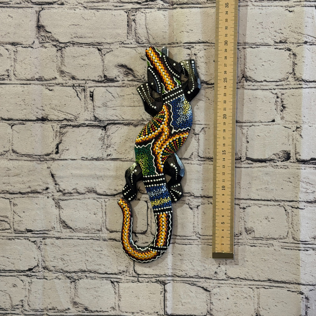 30cm Gecko Carved Wooden Dot Painted Ethnic Tribal Tiki Wall Art No 1 New4