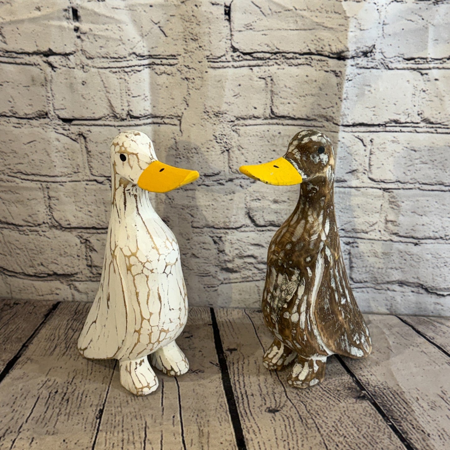 Looking Forward 25cm Tall Wooden Brown Duckling Baby Duck Shabby Wood Fairtrade9