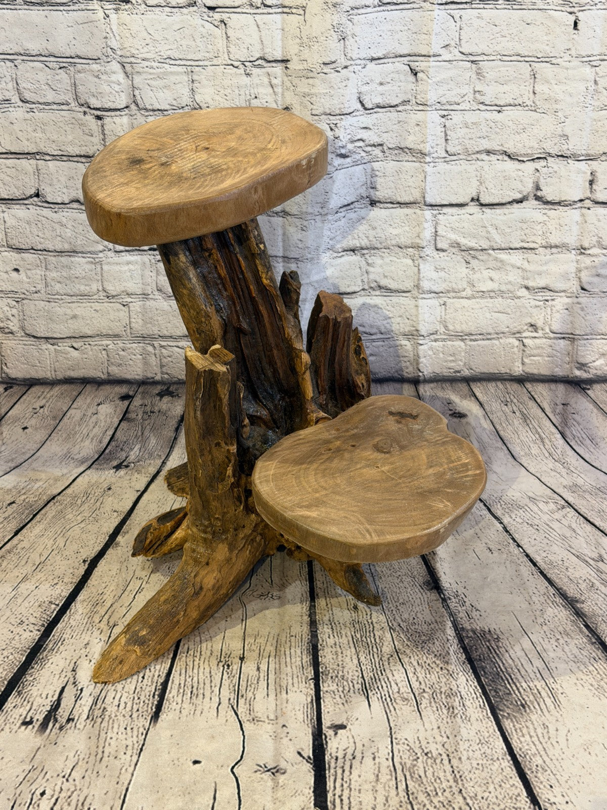 50cm x 40cm Double Wooden Coffee Root Sculpture Garden Teak Root Ornament Carved1