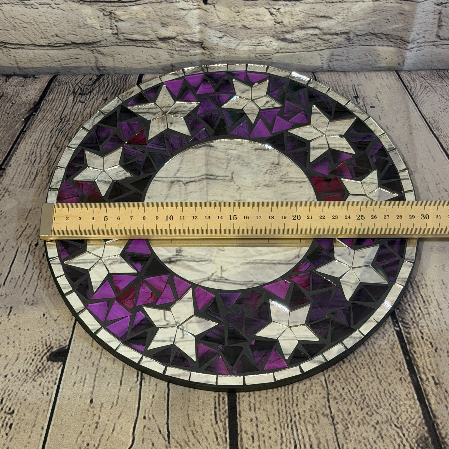 Purple Star Black Mosaic Tile Wall Mirror 30cm x 30cm 12 Inches Handmade3