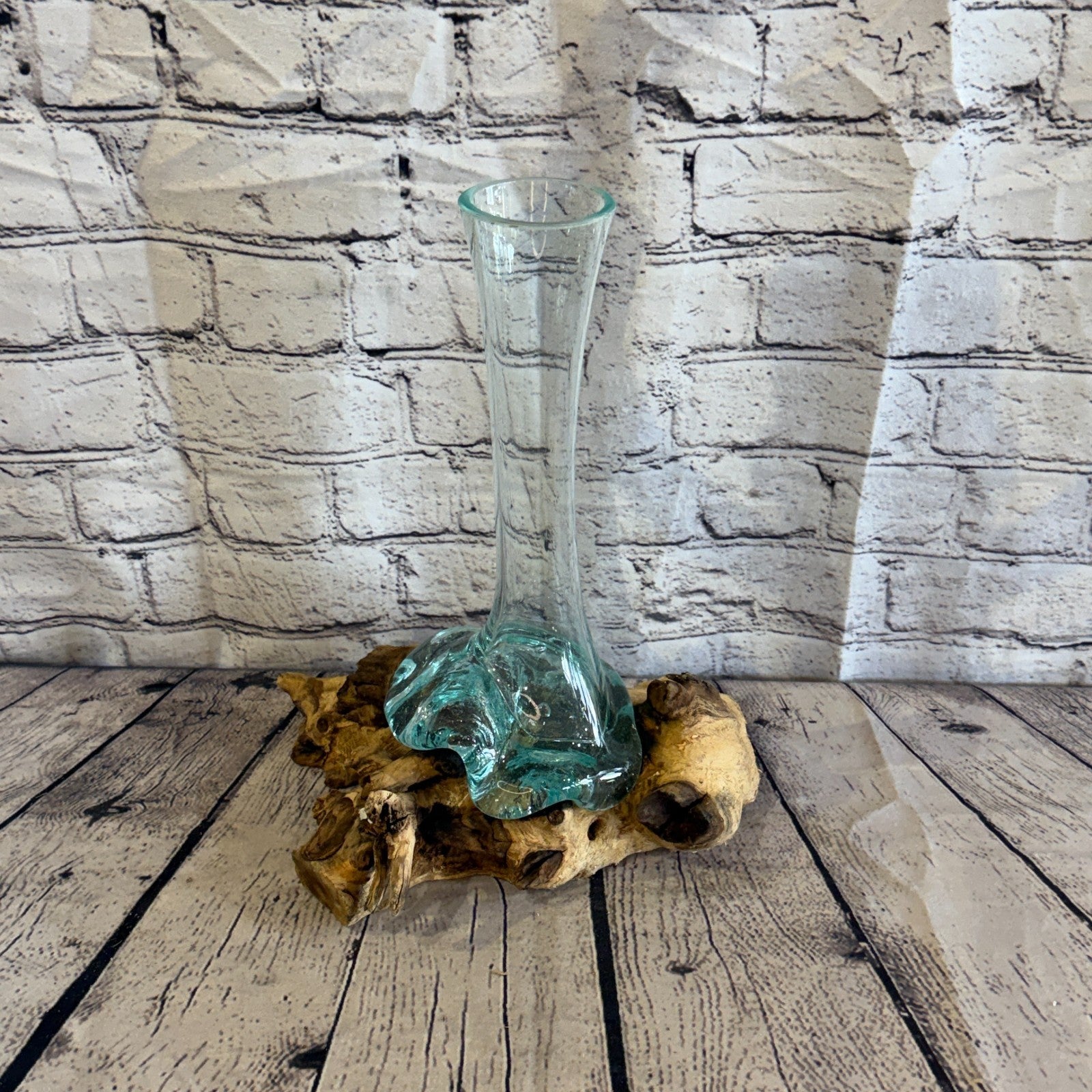 35cm Tall Vase Colour Melted Glass Wood Decorative Vase Glass Sculpture Crafted0