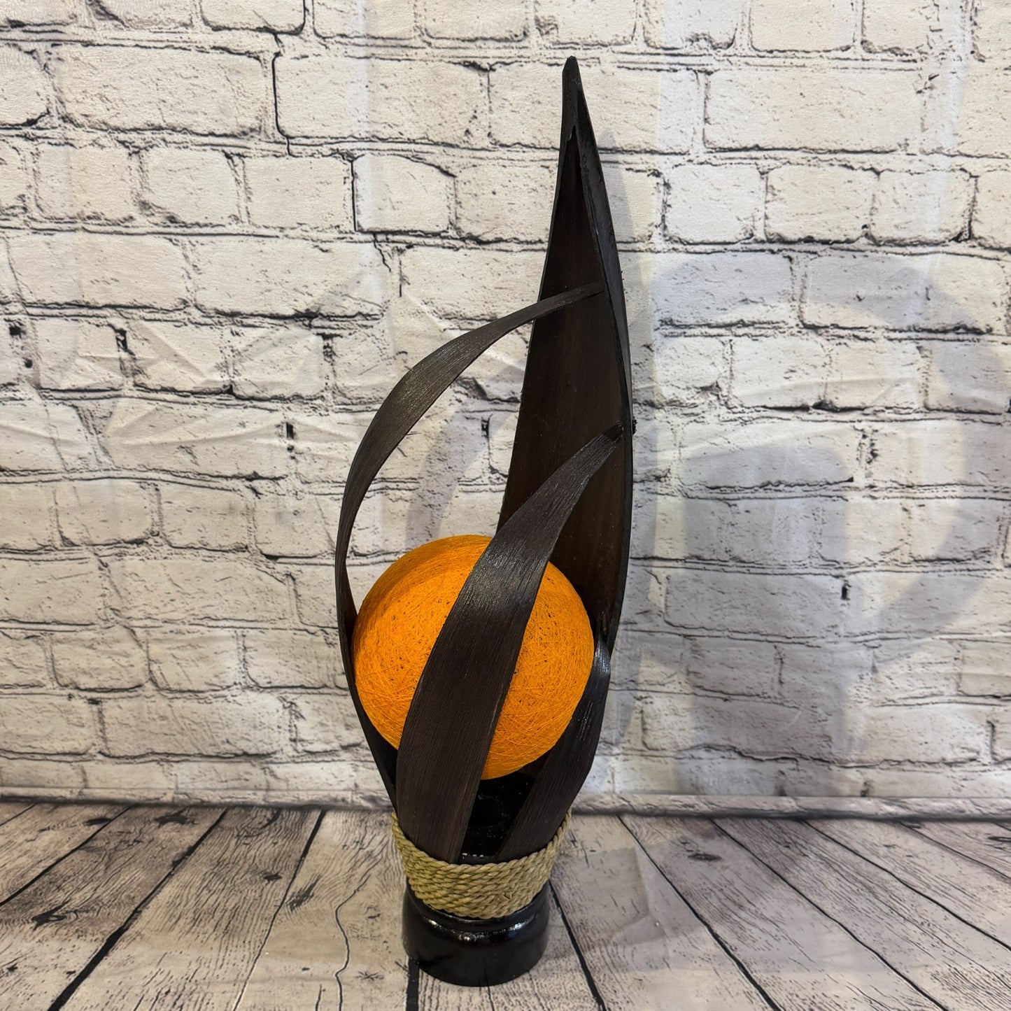 Orange Light Brown Natural 55cm Tall Leaf Lamp Twist LED UK Mains Plug Design 34