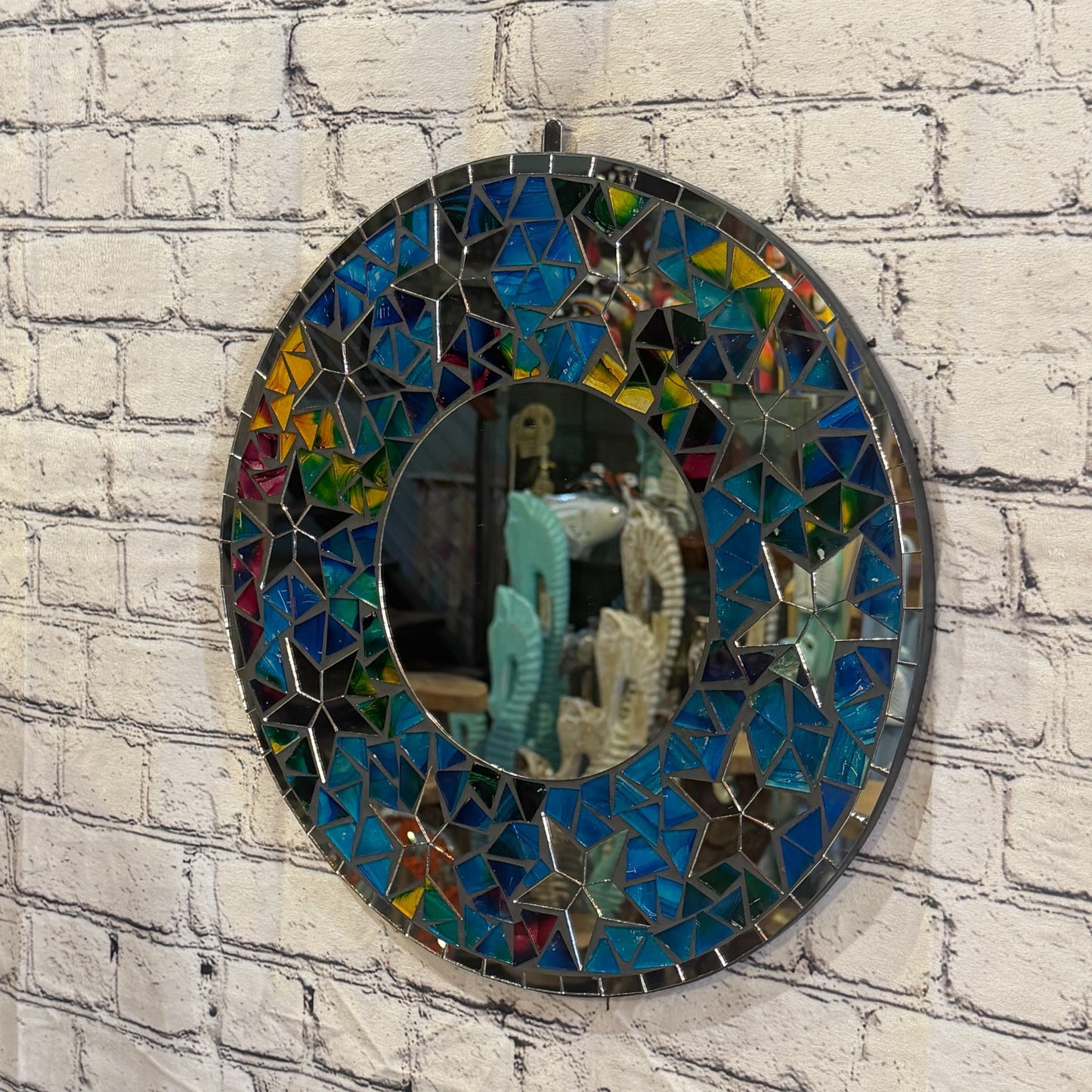 Blue Star Black Mosaic Tile Wall Mirror 40cm x 40cm 16 Inches Handmade1