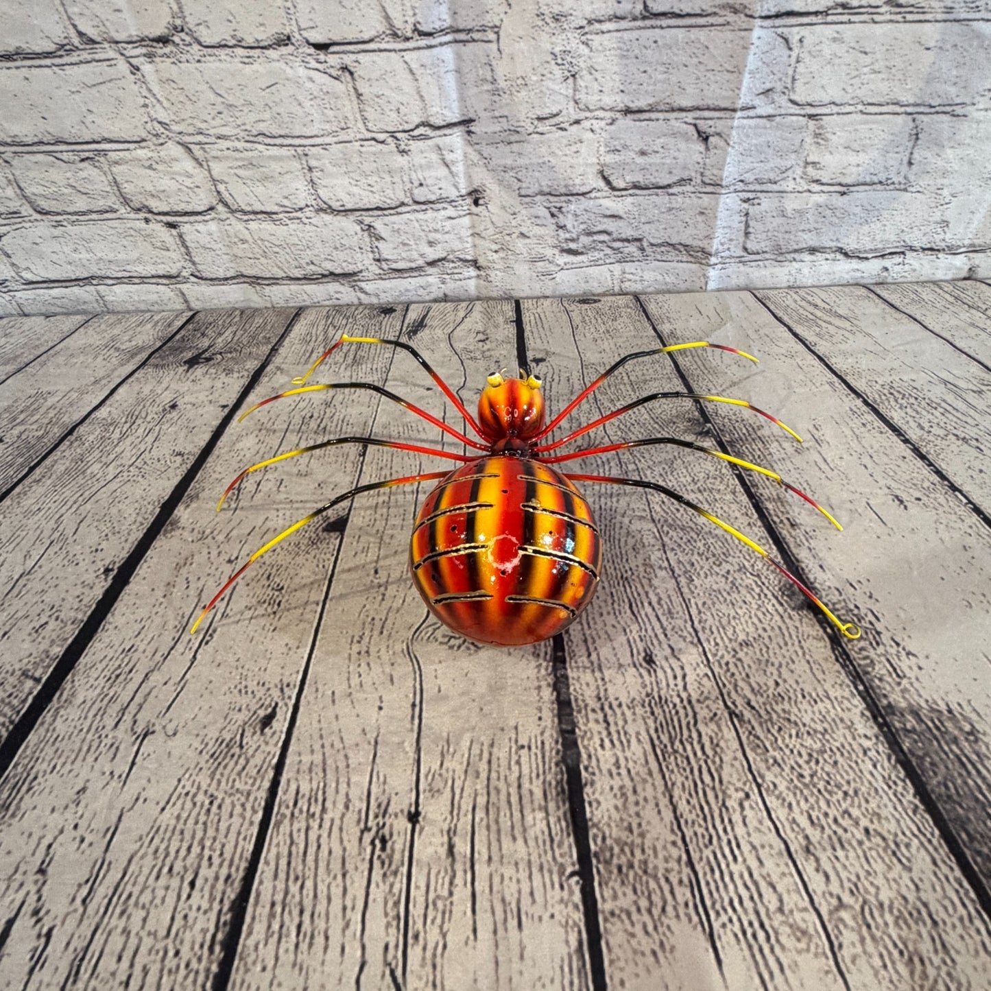 35cm x 20cm Small Colourful Orange Spider Metal Tin Standing Ornament Statue4