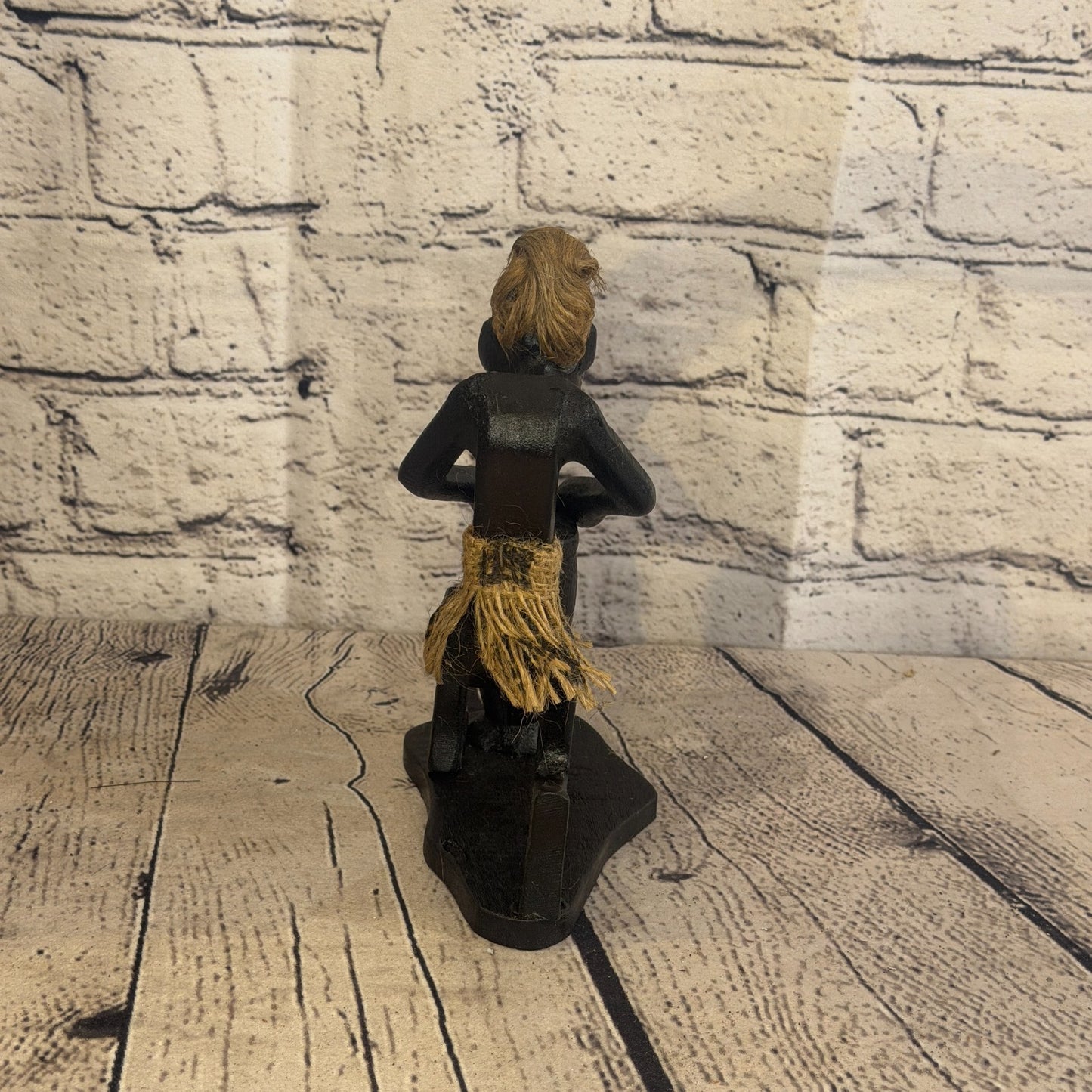 15cm Kneeling Drummer African Tribal Warrior Man Figure Statue Wood Hand Carved4