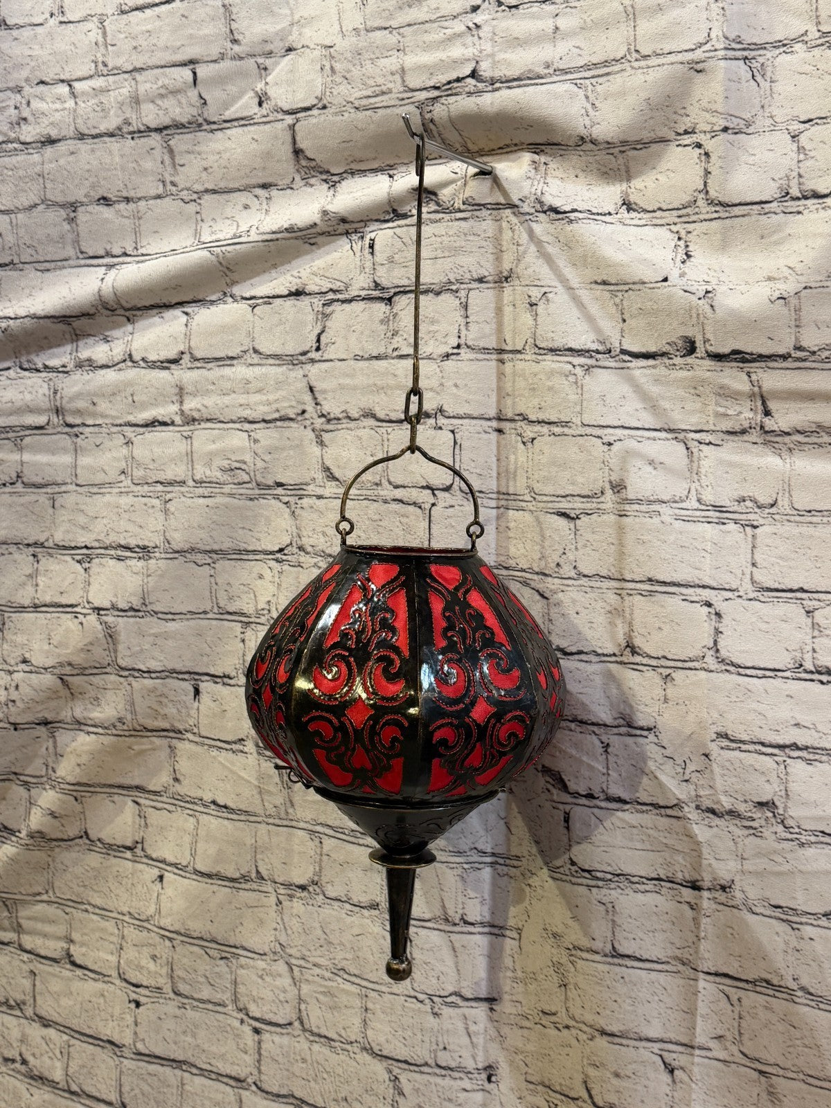 30cm x 20cm Red Metal Fabric Ceiling Pendant Light Shade Lampshade LED Bulb1
