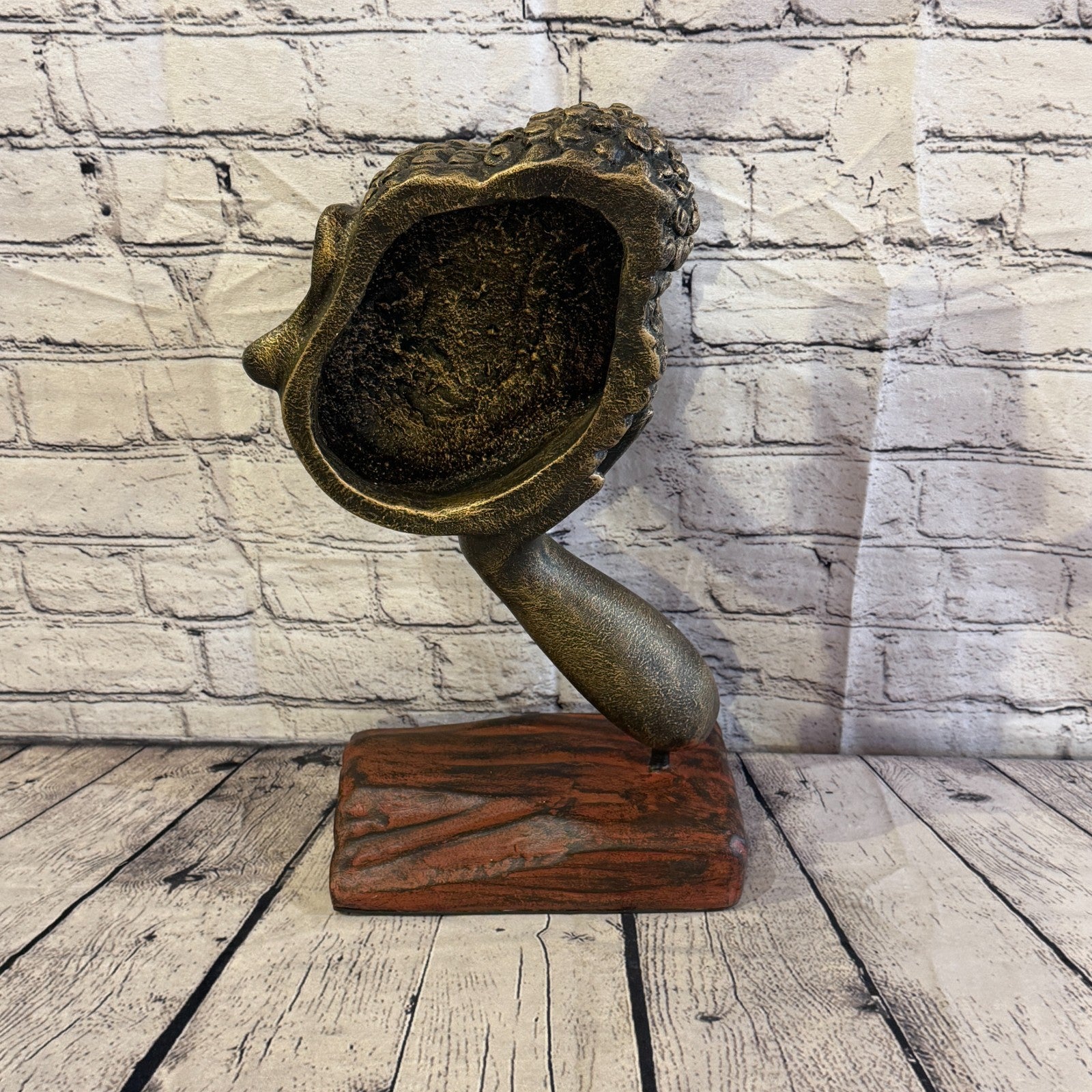 Bronze 45cm x 25cm Thai Buddha Head In Hand On Base Statue Resin Hindu4