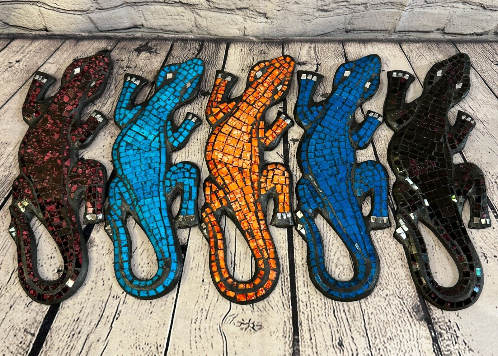 80cm Gecko Dark Blue Mosaic Wall Hanging Wooden Ornaments Wood Carving6