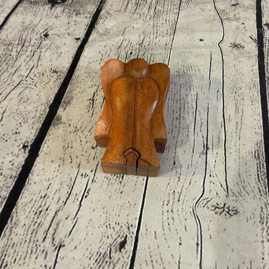 Carved Angel 4 Bit Wooden Puzzle Box Secret Box Magic Trinket Handmade0