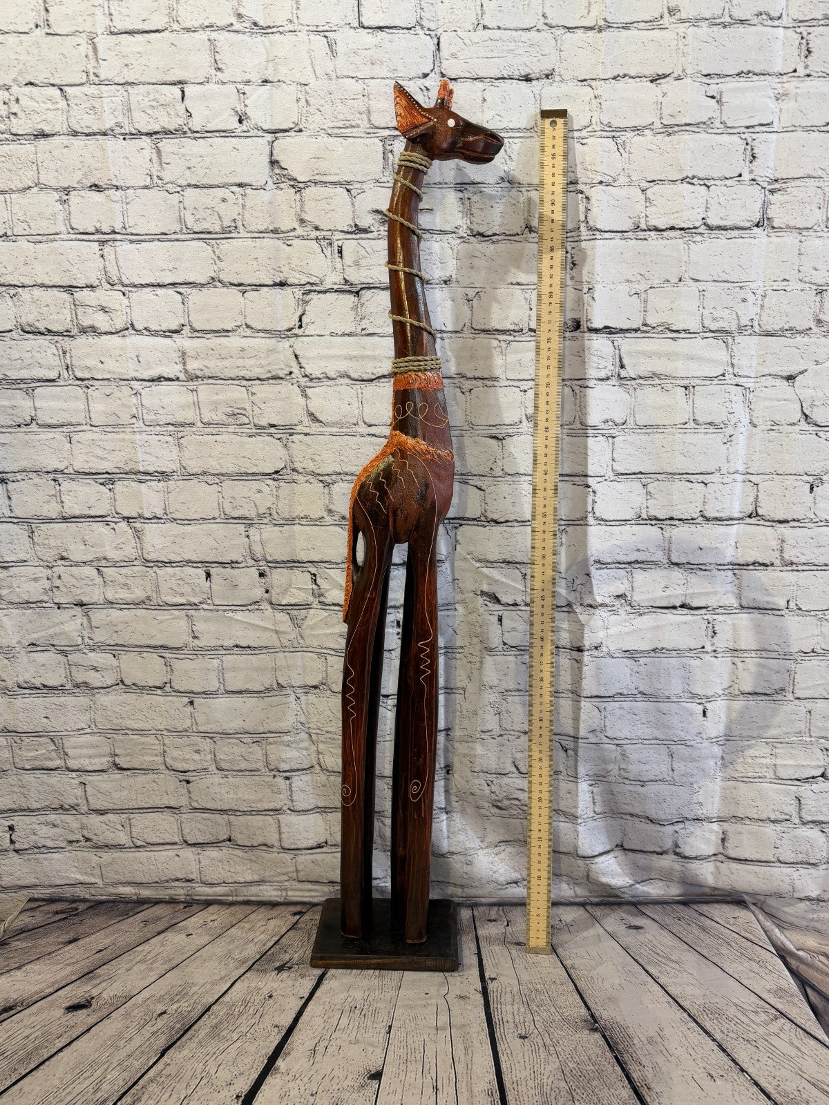 100cm Brown Wooden Giraffe Standing Single Carved Solid Wood Giraffe Handmade5