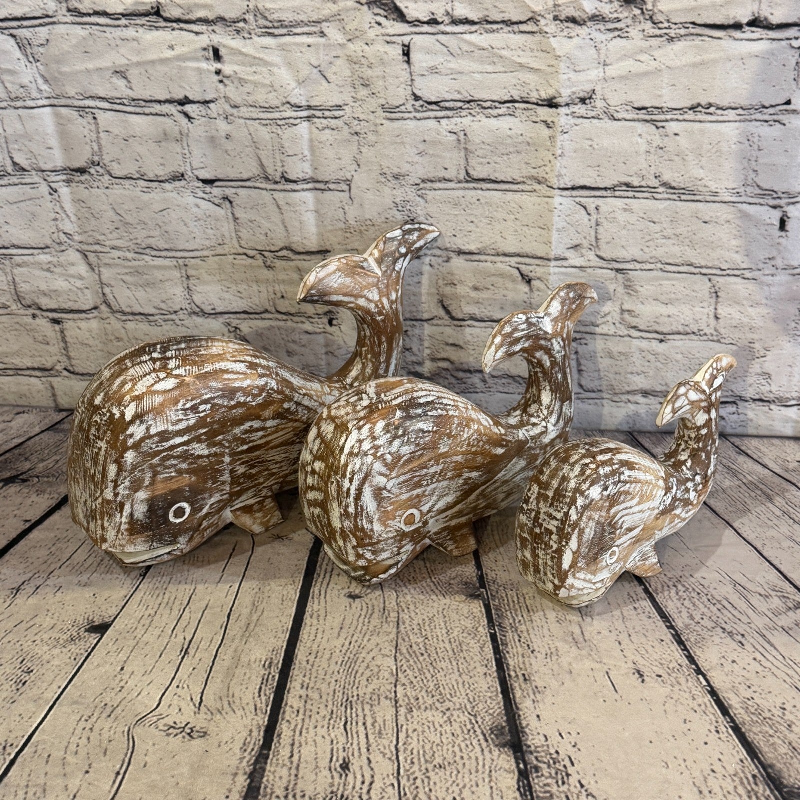 25cm x 12cm Whale Brown Fish Wood Coastal Ocean Bathroom Decoration8