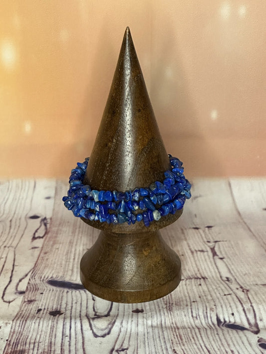 Lapis Lazuli Semi Precious Stone Chip Memory Wire Bracelets For A Adult Wrist0