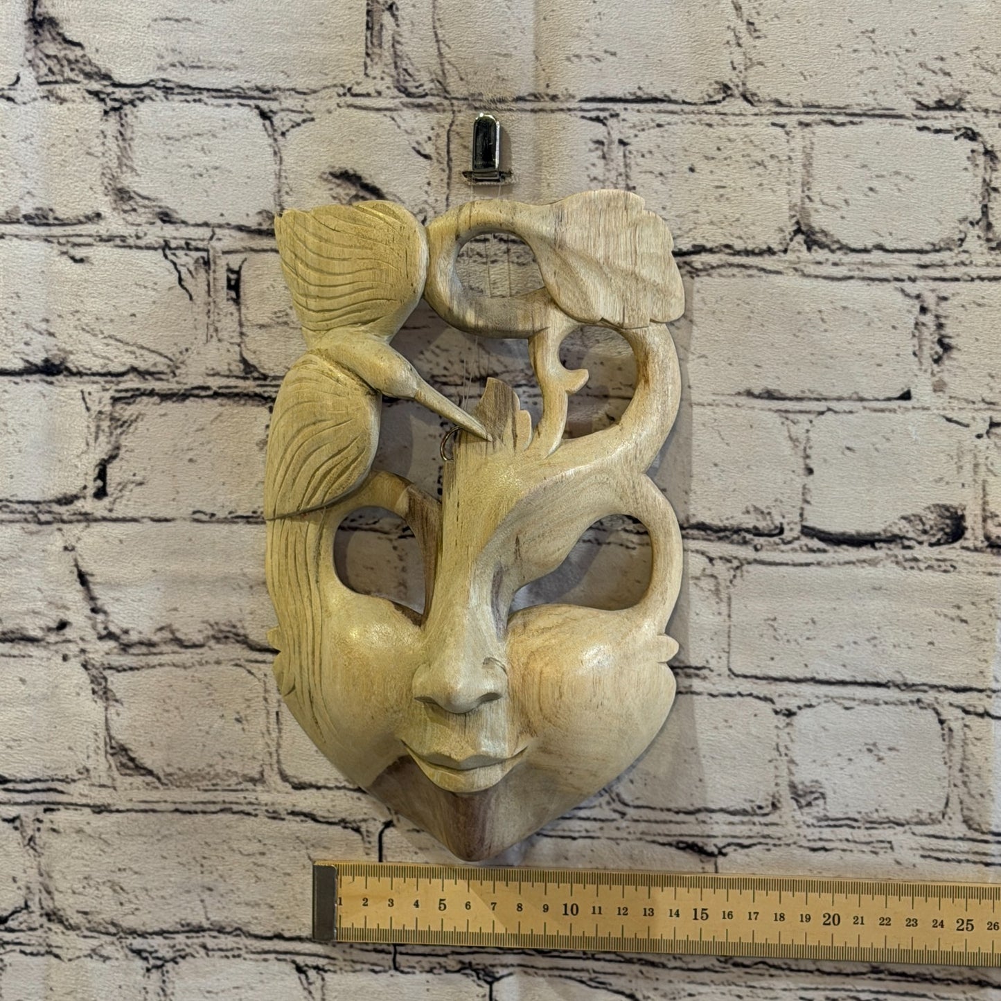 25cm Wooden Soulmate Mask Wall Art Hibiscus Wood Hand Carved Fair Trade Design 53