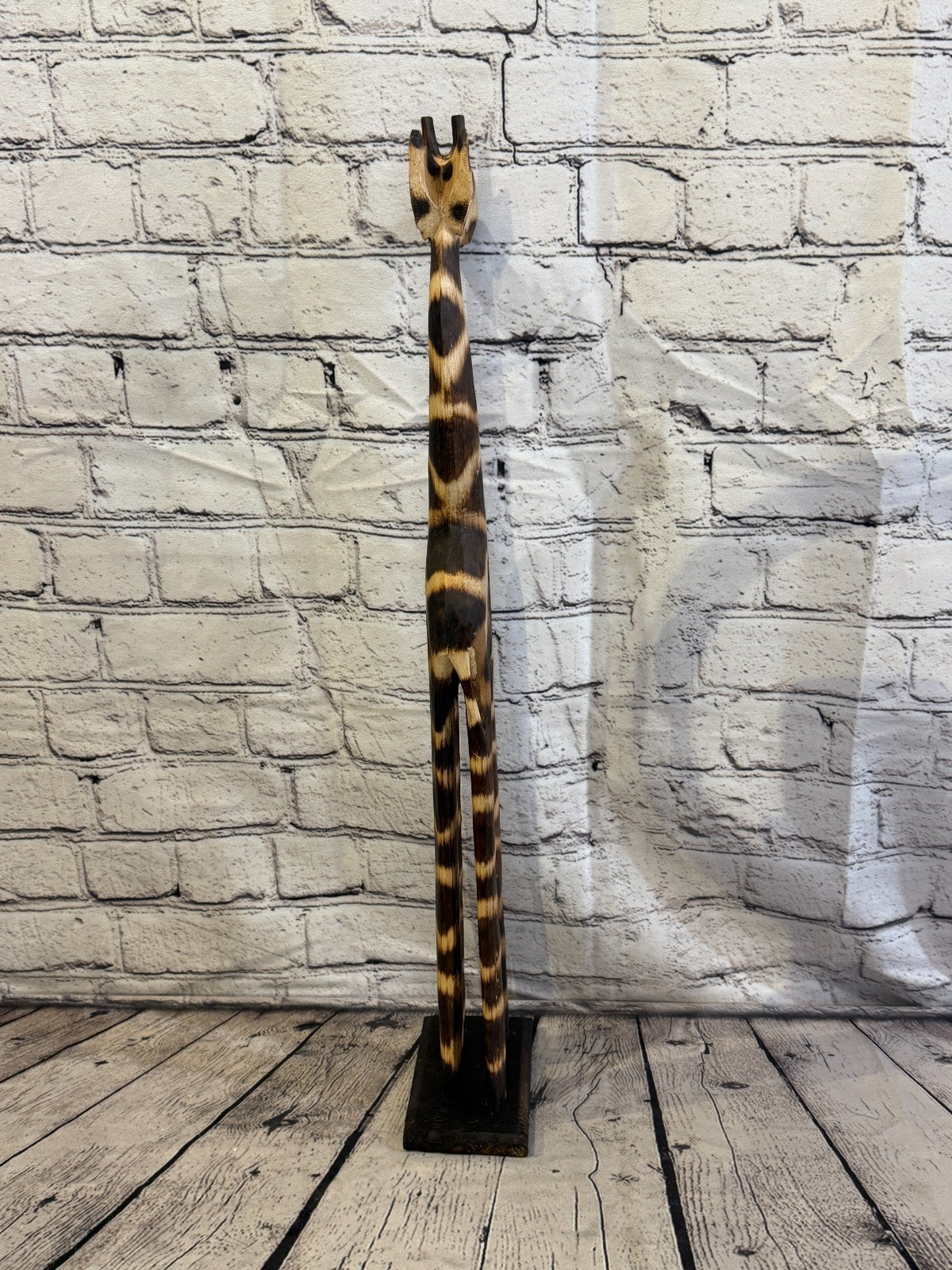 60cm Burnt Wooden Giraffe Standing Single Carved Solid Wood Giraffe Handmade4