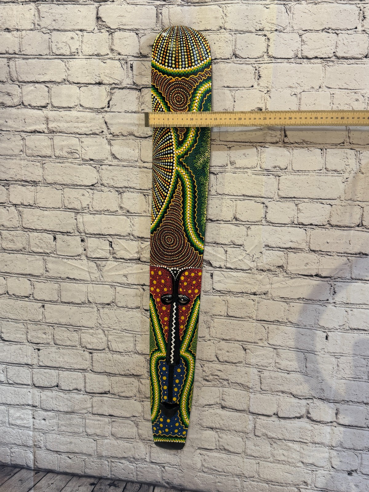 100cm Mask Carved Wooden Dot Painted Ethnic Tribal Tiki Wall Art No 5 New3