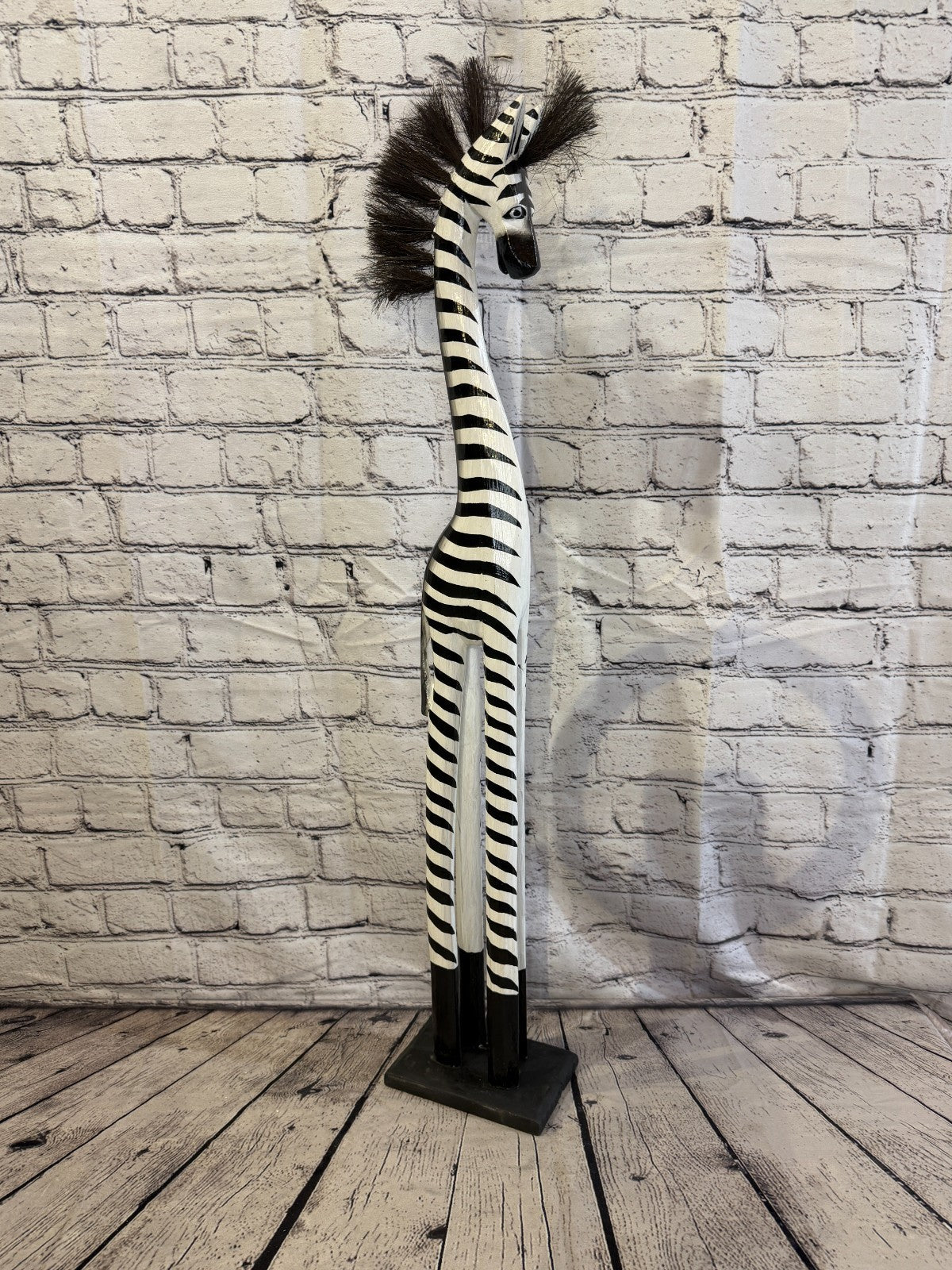 80cm Painted Wooden Zebra Standing Single Carved Solid Wood Zebra Handmade2