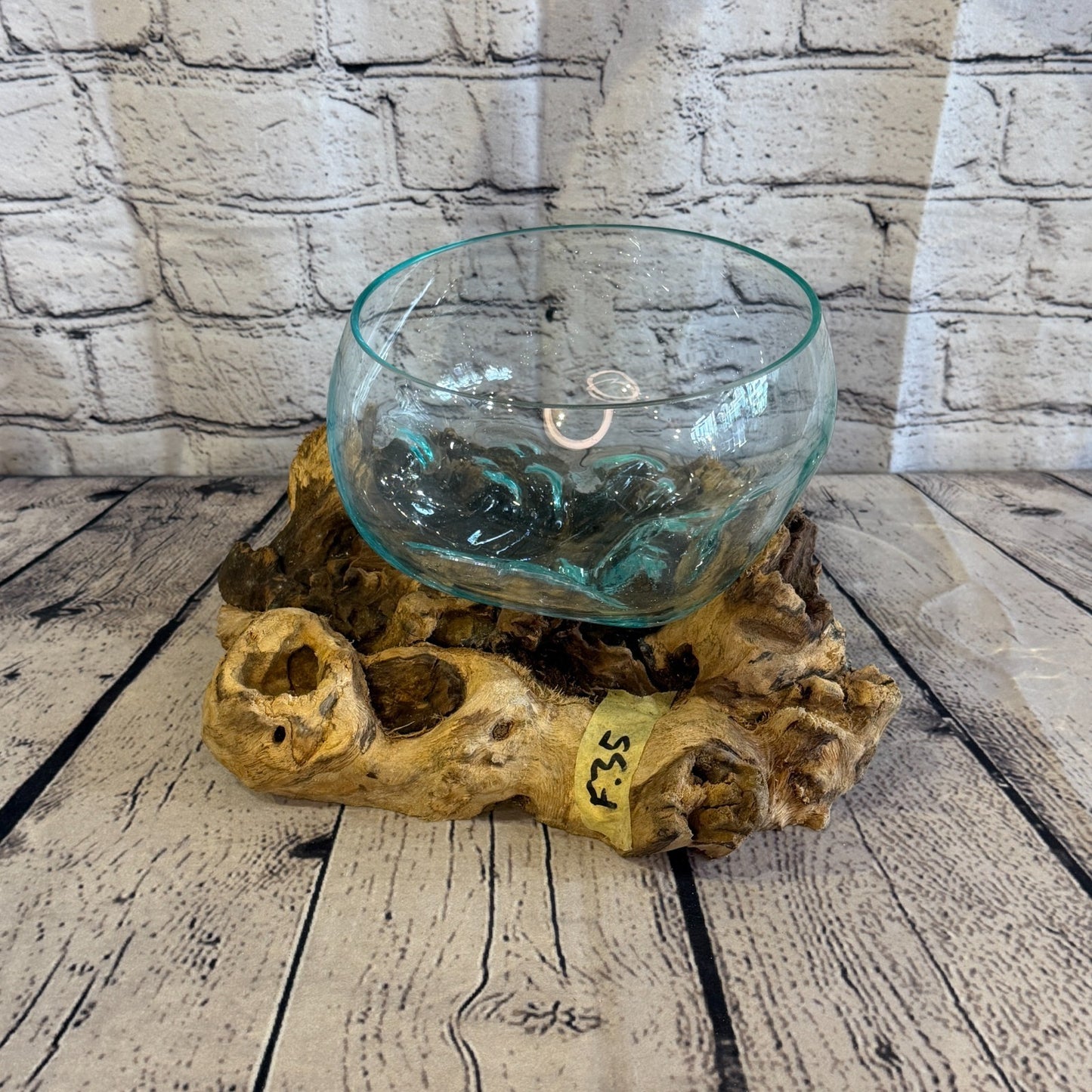 15cm Tall Friut Bowl Colour Melted Glass Wood Decorative Vase Glass Sculpture2