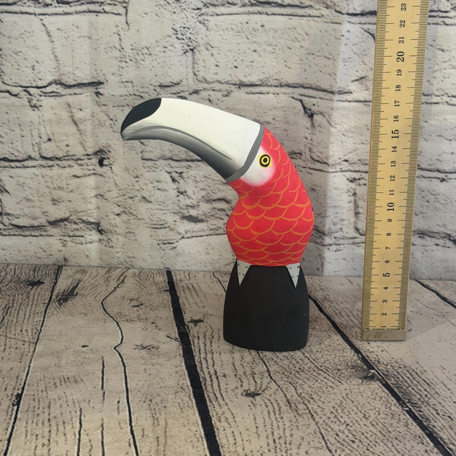 15cm Bright Red Toucan Bird Ornament Statue Fair Trade Hand Made Carved Wood5